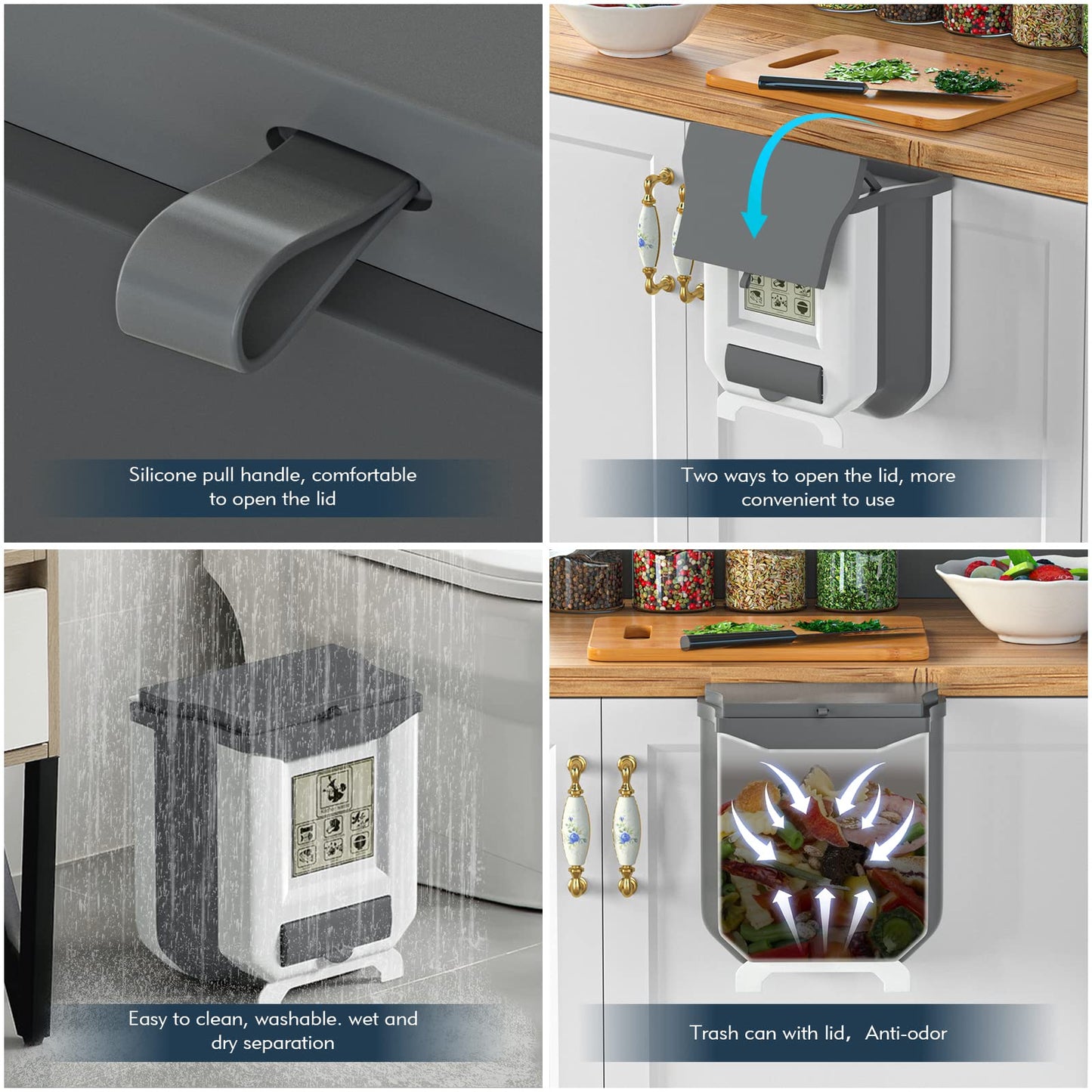 Gintan faltbarer hängender mülleimer mit Deckel küche camping, Faltbare Mülleimer Küche Abfalleimer Aufhängbarenzum Küchenabfalleimer für küche/camping/Auto/Bad/Büro/Schlafzimmer