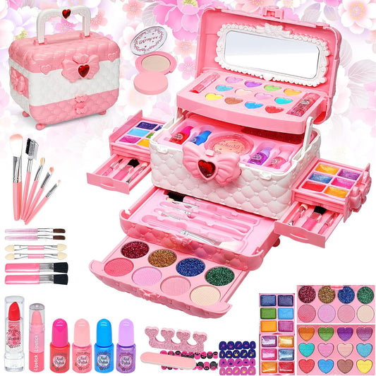 Mrabbitoo Kinderschminke Set Mädchen Schminkkoffer - Waschbar Kinder Make Up Set Schminkset Spielzeug,Schminke Halloween Weihnachts Geburtstag Geschenke für Prinzessin 4 5 6 7 8 9 10 11 12 Jahre