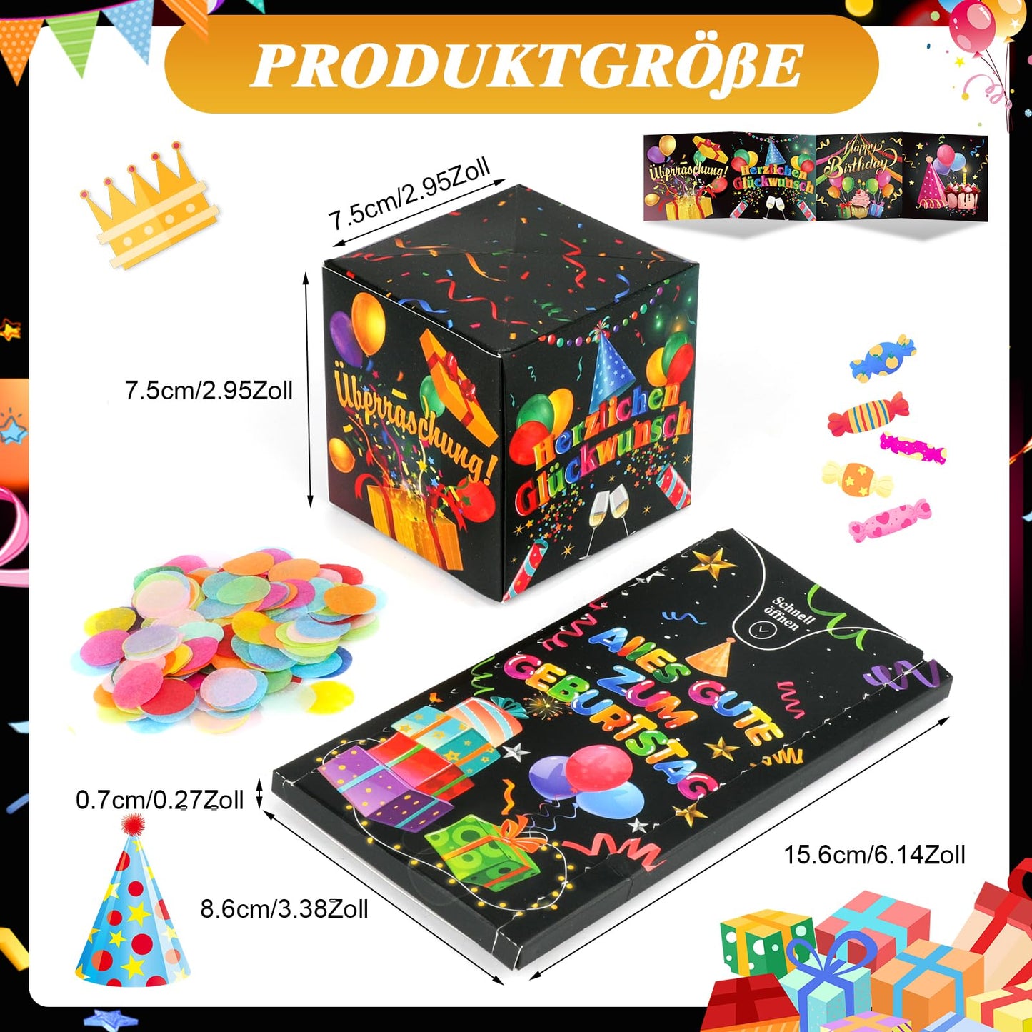 DPKOW Explosion Box Christmas Card, Funny Gift Box, Christmas Surprise Box, Gifts for Children, Adults, Christmas Box, Mystery Box with Confetti, Explosion Box, Birthday Gifts