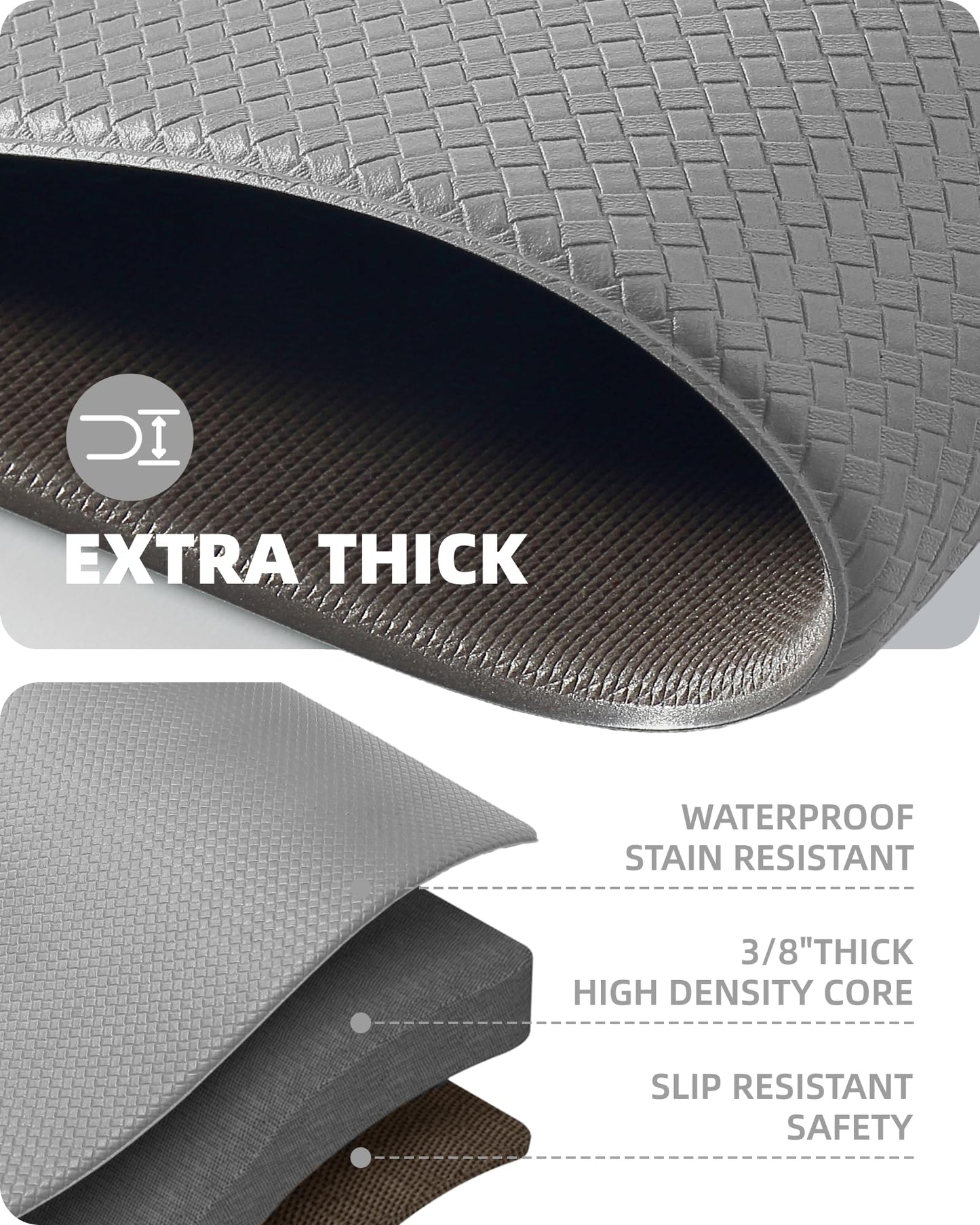 Color G Küchenläufer 2 Stück, küchenteppich waschbar rutschfest, Teppich küche mit Ölfest und Wasserdicht, Gummirücken Küchenmatte für Esszimmer, Küche, läufer Flur(44x150CM + 44x150CM, Schwarz)