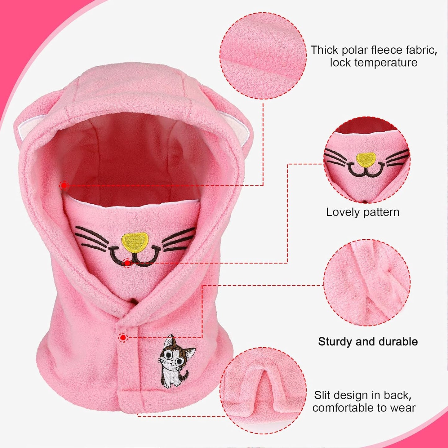 Children's Winter Thermal Fleece Balaclava 4-12 Years, Multifunctional Windproof Adjustable Face Mask, Ski Mask, Warm Hat, Balaclava, Neck Warmer Scarf for Boys and Girls, Outdoor Activities