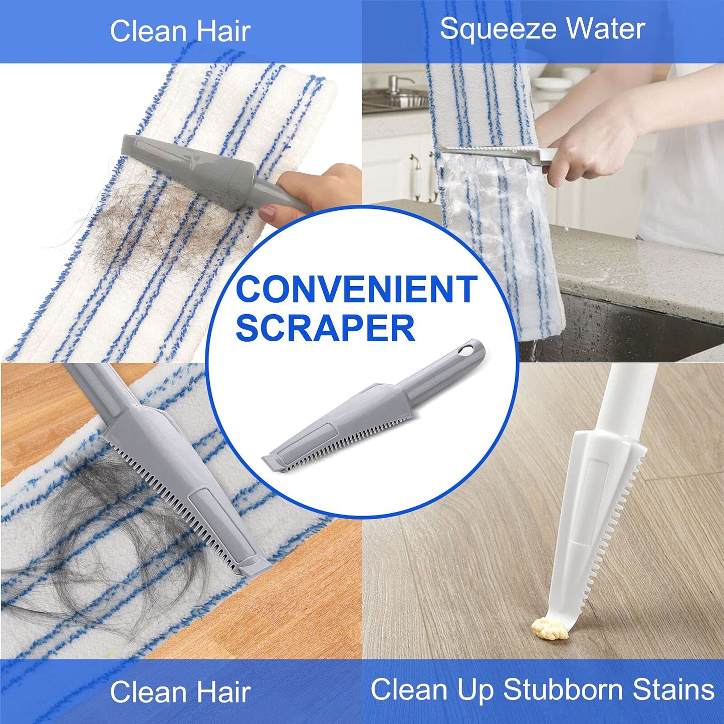 Masthome Wischmopp Bodenwischer Bodenreiniger,Mikrofaser Mopp mit 128cm Teleskopstiel,Wischer Boden Flachmopp mit 4 Moppads für Hartholz,Laminat,Fliesen,Marmor,Send Scraping Dust