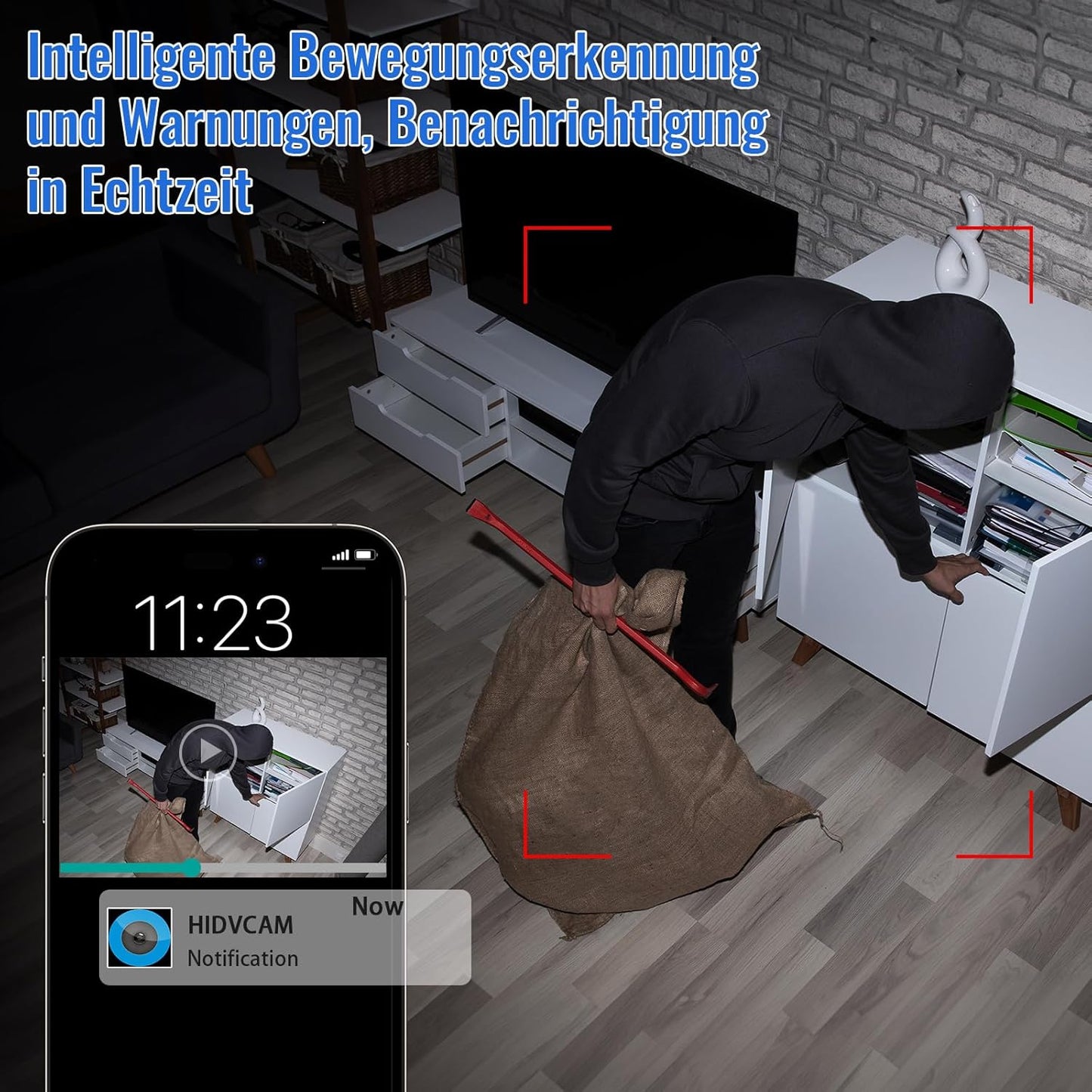 Mini-Kamera 1080P FHD Überwachungskamera innen WLAN Live Übertragung Handy APP WiFi Camera Indoor mit Akku Kleine Kompakte Sicherheitskamera mit Nachtsicht Bewegungsmelder für Baby Alten Haustier