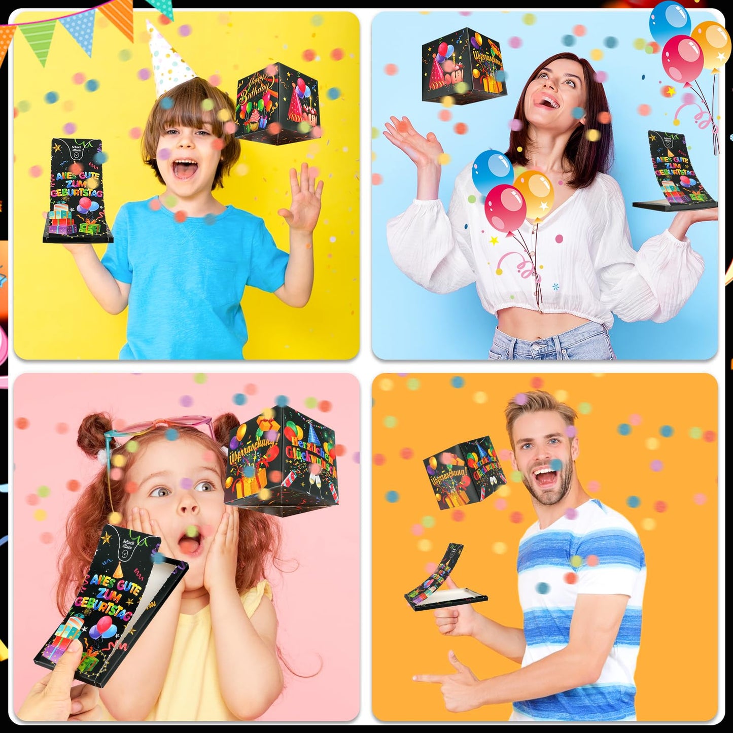 DPKOW Explosion Box Christmas Card, Funny Gift Box, Christmas Surprise Box, Gifts for Children, Adults, Christmas Box, Mystery Box with Confetti, Explosion Box, Birthday Gifts