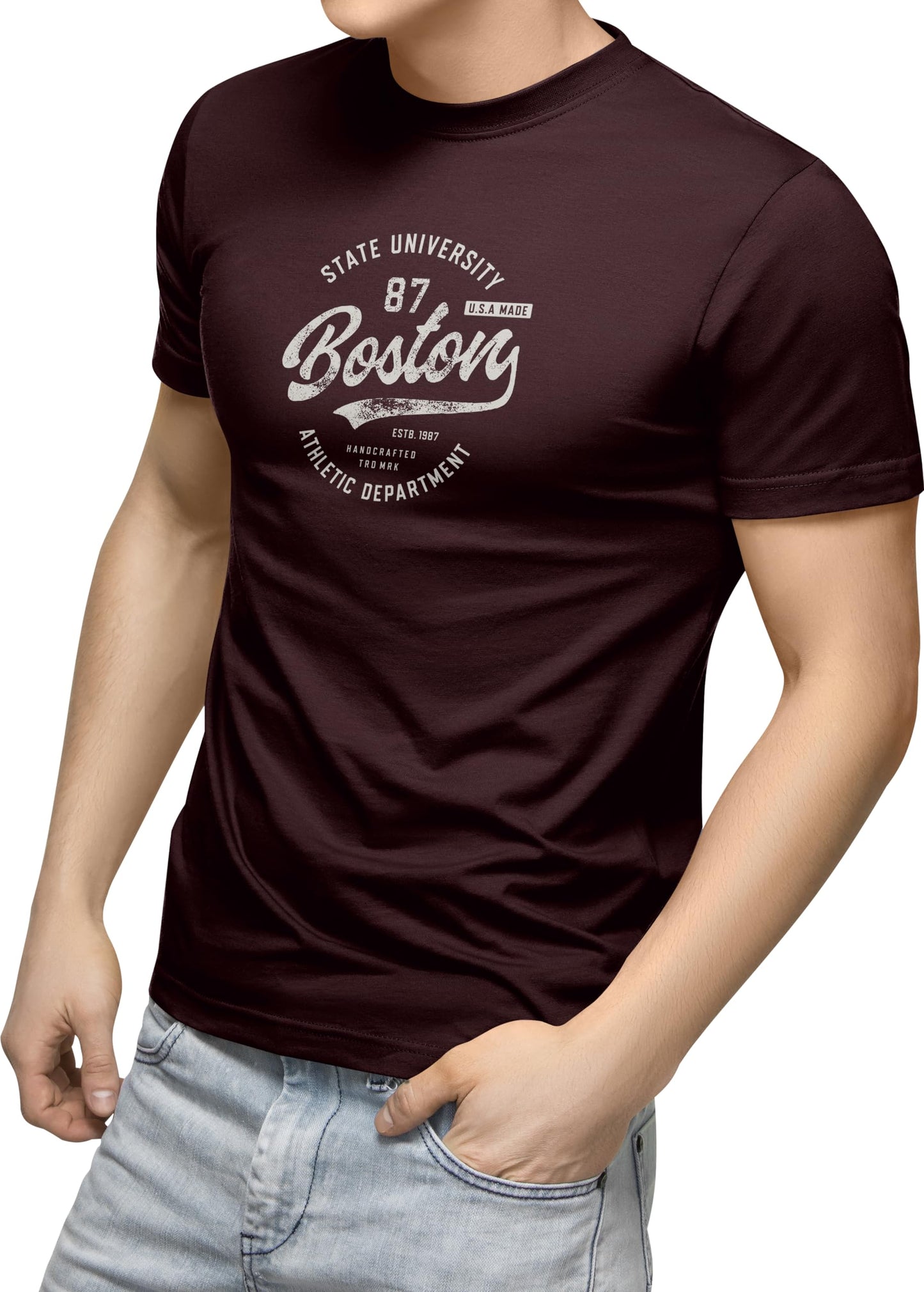 FULL TIME SPORTS Herren Baumwolle T-Shirt 4er Set Pack PRINT-001
