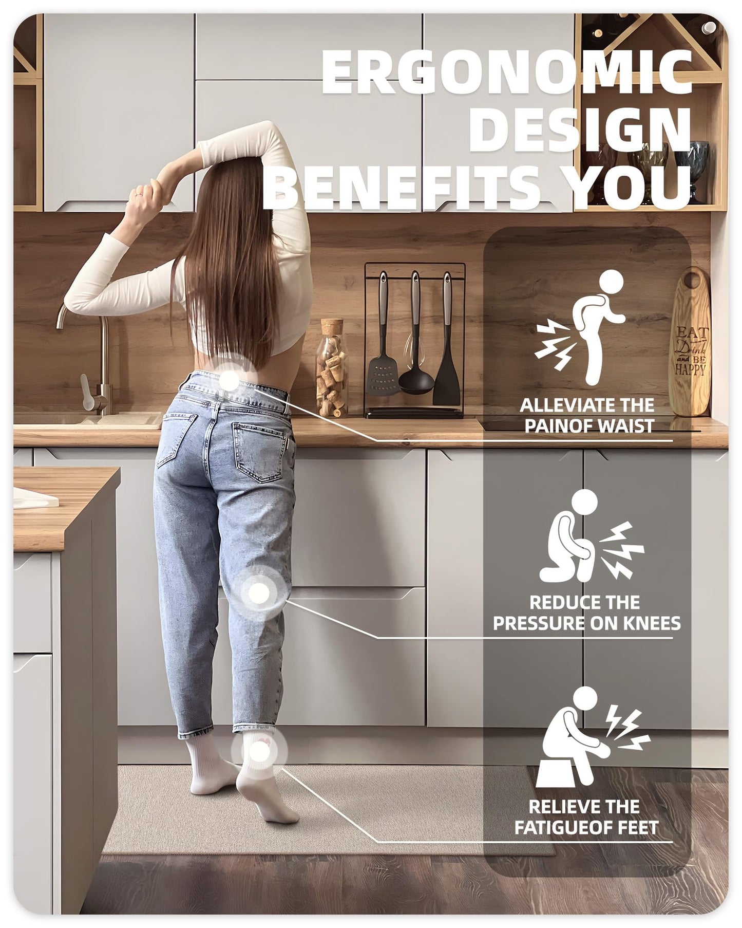 Color G 2 Stück Küchenläufer, Küchenteppich Waschbar rutschfest, Teppich Läufer Küche, Teppich Küche Leicht Zu Reinigen, Saugfähig, Küchenmatte für Küche, Esszimmer, Waschküche (Grau, 43x75+43x150cm)