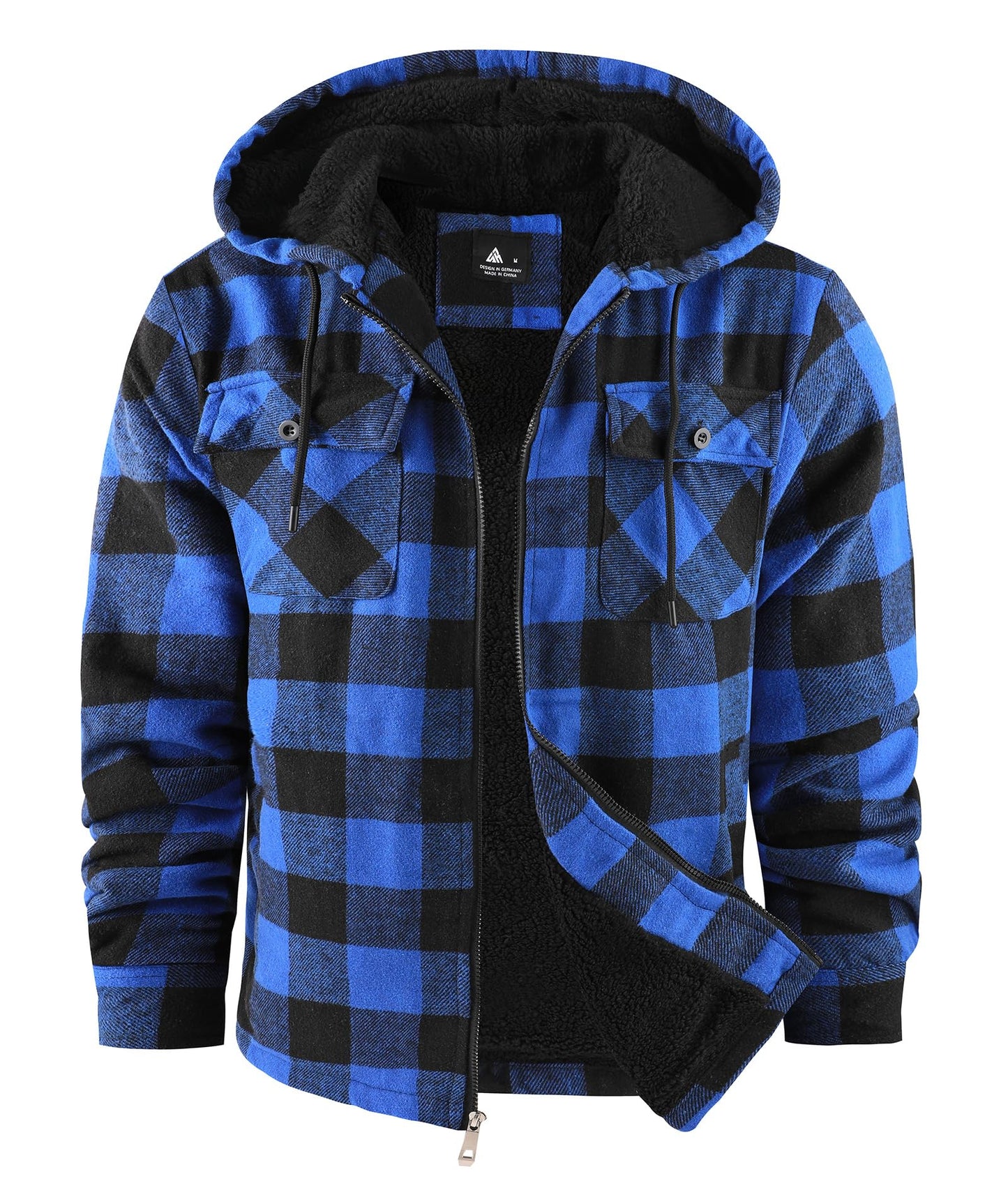 zitysport Hemdjacke Herren Hemd Sherpa Fleece Kariert Gefüttert Kapuzenpullover Fleecefutter Mantel Winter Jacke mit Taschen Flanellhemd Kariertes Männer Sweatjacke mit Kapuze