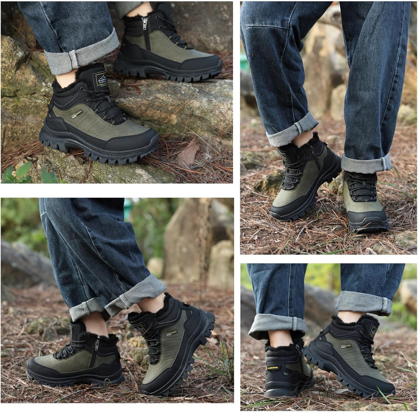 AX BOXING Winter Shoes Boys Hiking Shoes Lined Snow Boots Children Warm Lining Trekking Shoes Non-Slip Winter Boots Outdoor EU 34-40