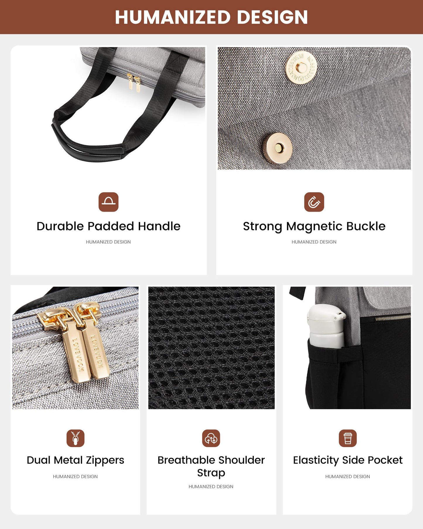 LOVEVOOK Rucksack Damen, Laptop Schulrucksack Wasserdicht, Schultasche Teenager Backpack Women Elegant Tagesrucksäcke Handtasche 2 in 1, 15,6 Zoll Arbeitstasche Lehrertasche Reiserucksack für Uni Büro