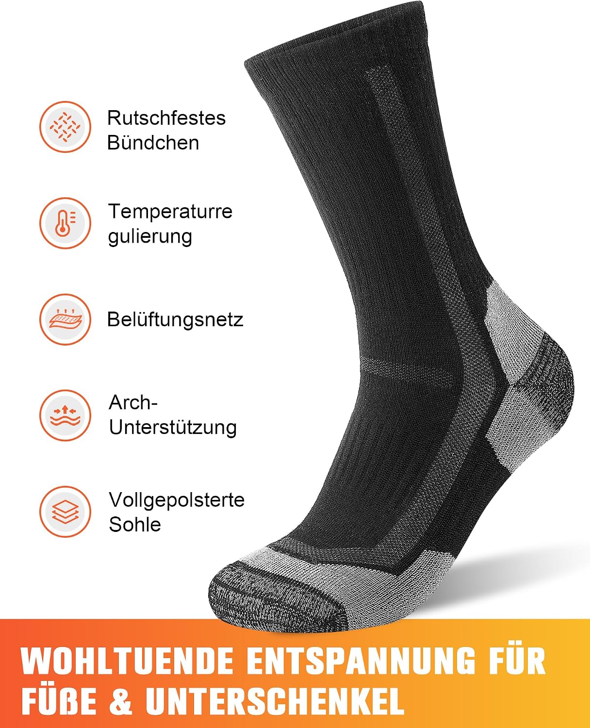 SockWaddles Merino Wandersocken Damen & Herren, 3 Paar, gepolstert