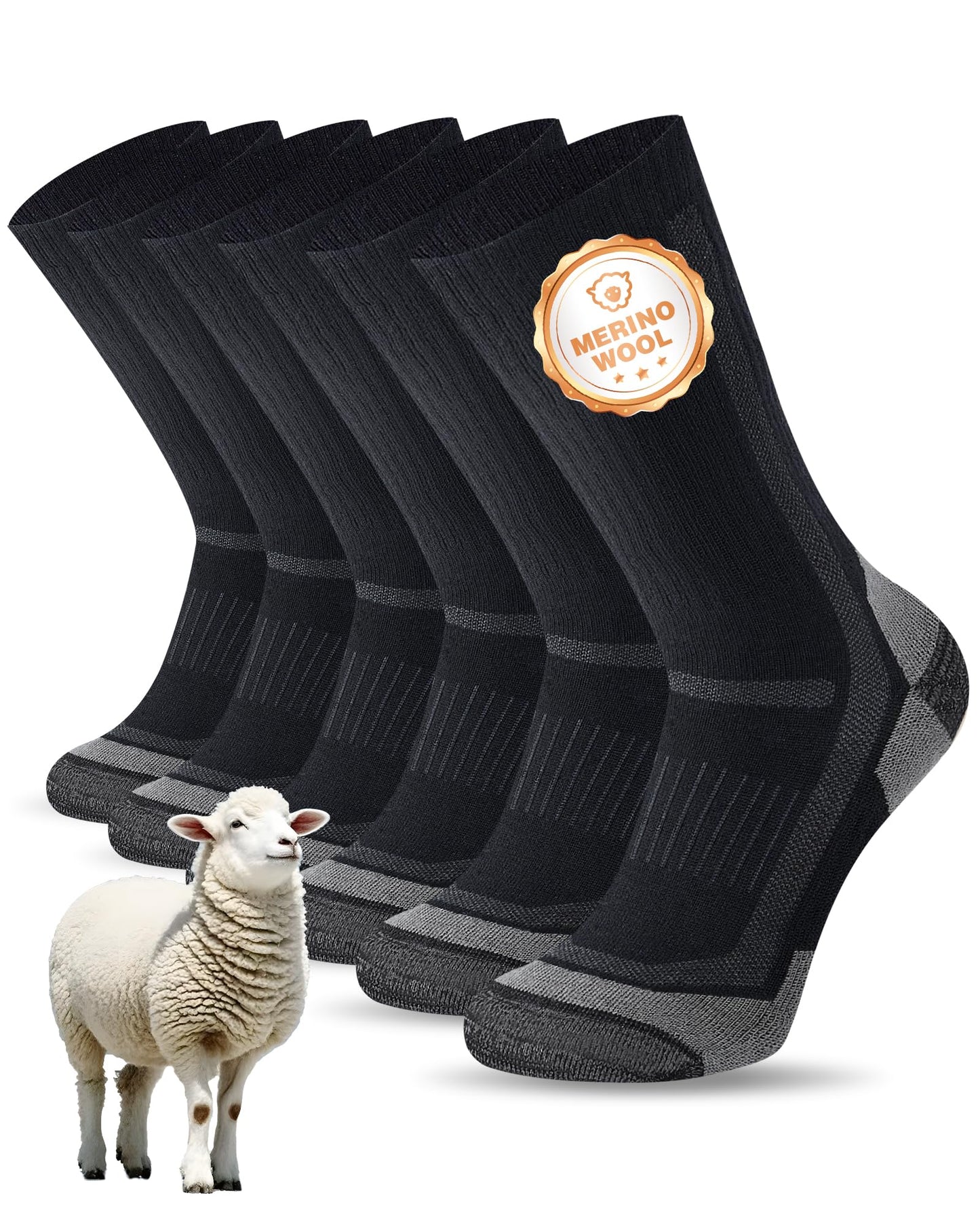 SockWaddles Merino Wandersocken Damen & Herren, 3 Paar, gepolstert