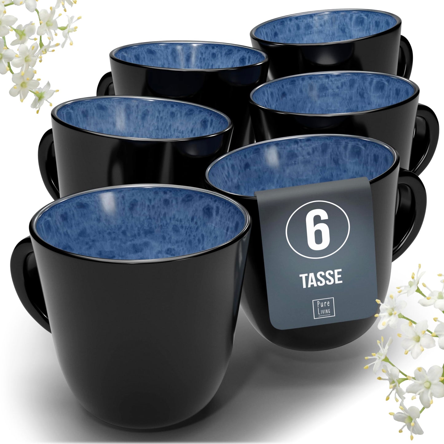 Steingut Frühstücksteller 6 Pers. Ibiza Hochwertiges Mediterranes TEST SEHR GUT Dessertteller Set - Kuchenteller spülmaschinen- und kratzfest - Kleine Teller, Salatteller Pure Living in Petrol