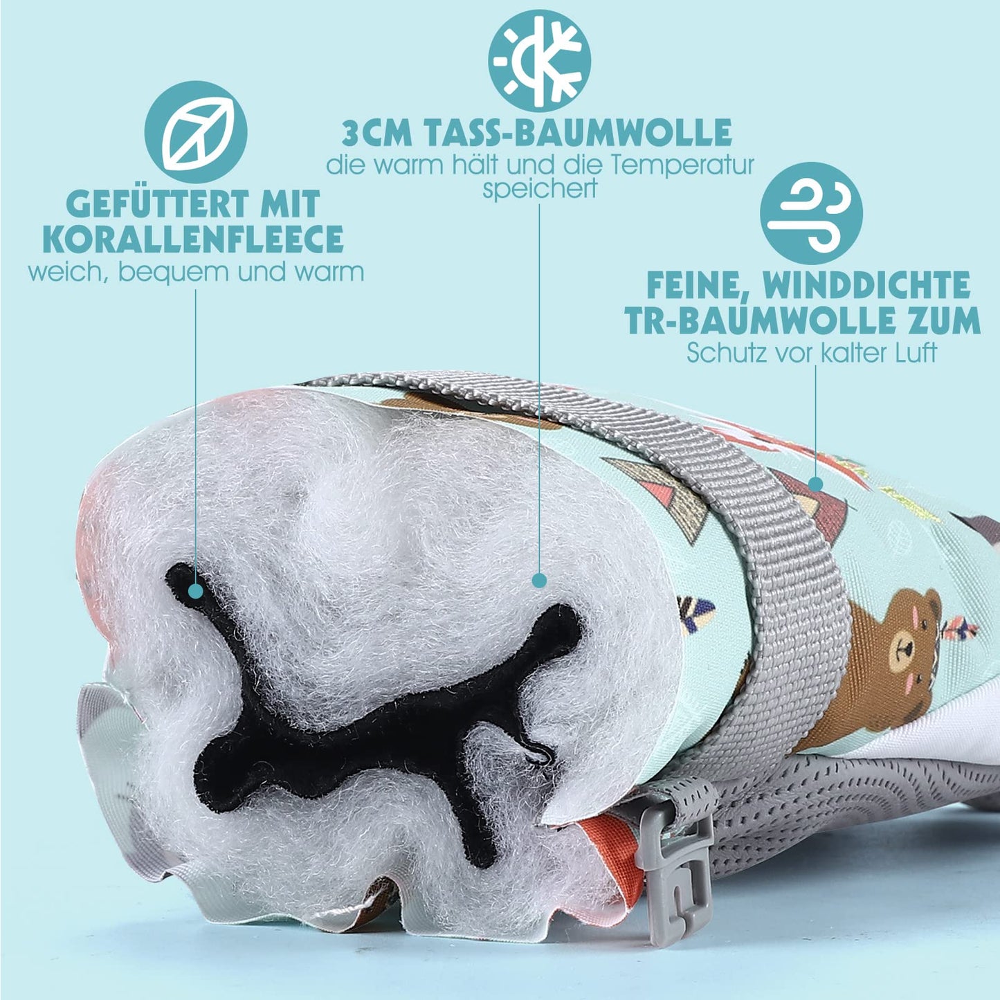 WESTGIRL Children’s Winter Gloves, Windproof, Warm Ski Gloves, Thermal Fleece, Water-Repellent Cartoon Snow Gloves, Outdoor Gloves for Snowboarding, Cycling, for Boys and Girls Aged 3–12 Years