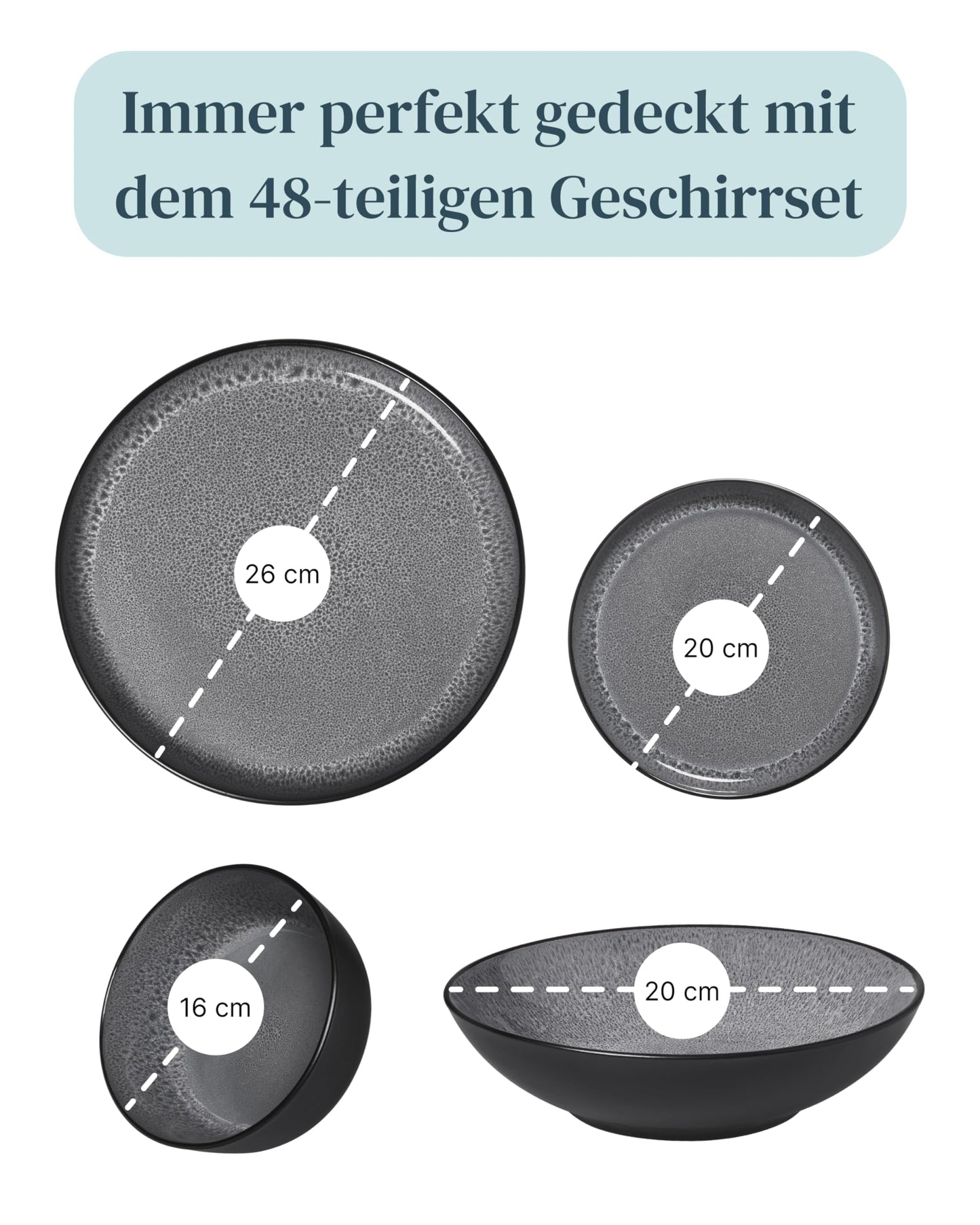 Steingut Frühstücksteller 6 Pers. Ibiza Hochwertiges Mediterranes TEST SEHR GUT Dessertteller Set - Kuchenteller spülmaschinen- und kratzfest - Kleine Teller, Salatteller Pure Living in Petrol