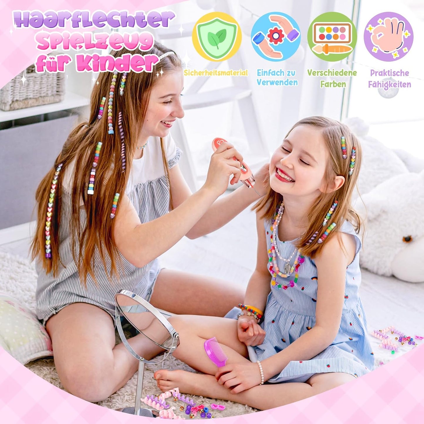 Geschenk Mädchen 5 6 7 8 9 10 Jahre: Haarschmuck Mädchen DIY Haarperlen Set