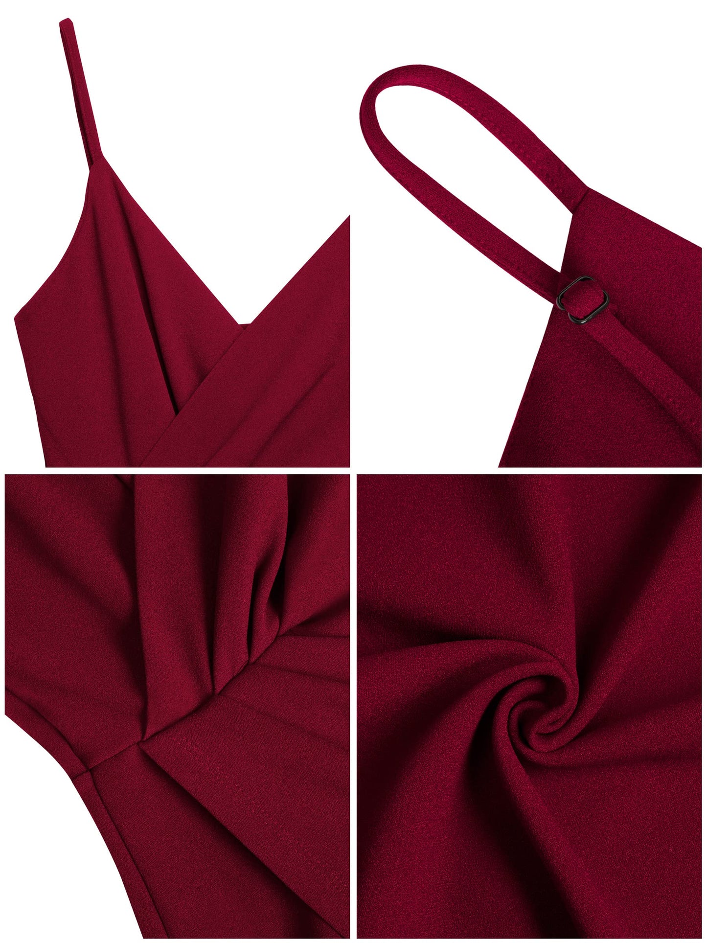 Missufe Damen Cocktailkleid Partykleid Wickelkleid Sommerkleid Midikleid Festliche Elegant Bodycon Hochzeit Ärmellos Spaghettiträger Abendkleider