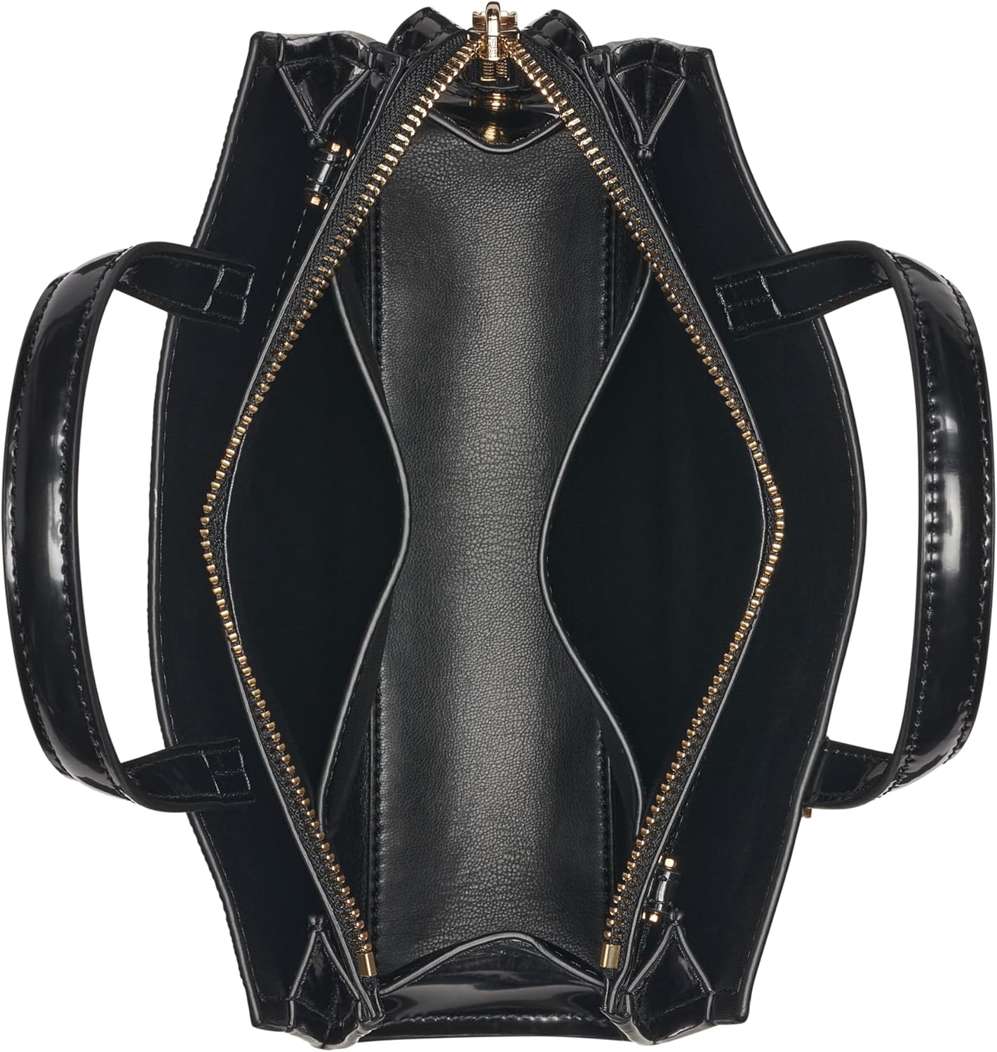 DKNY Women's Avril Small Satchel Crossbody 100% PVC with PU Trim, Black Logo and Black