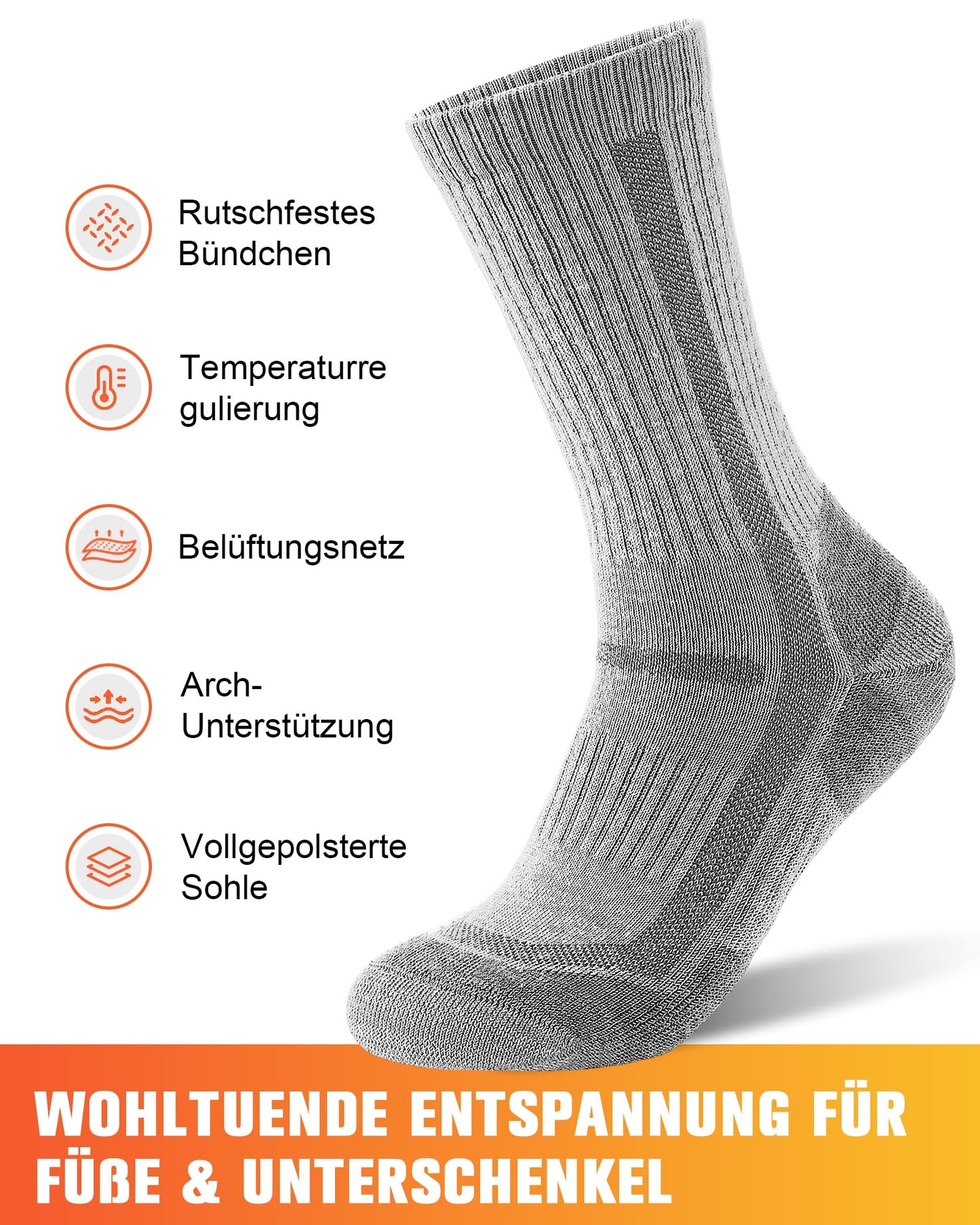 SockWaddles Merino Wandersocken Damen & Herren, 3 Paar, gepolstert
