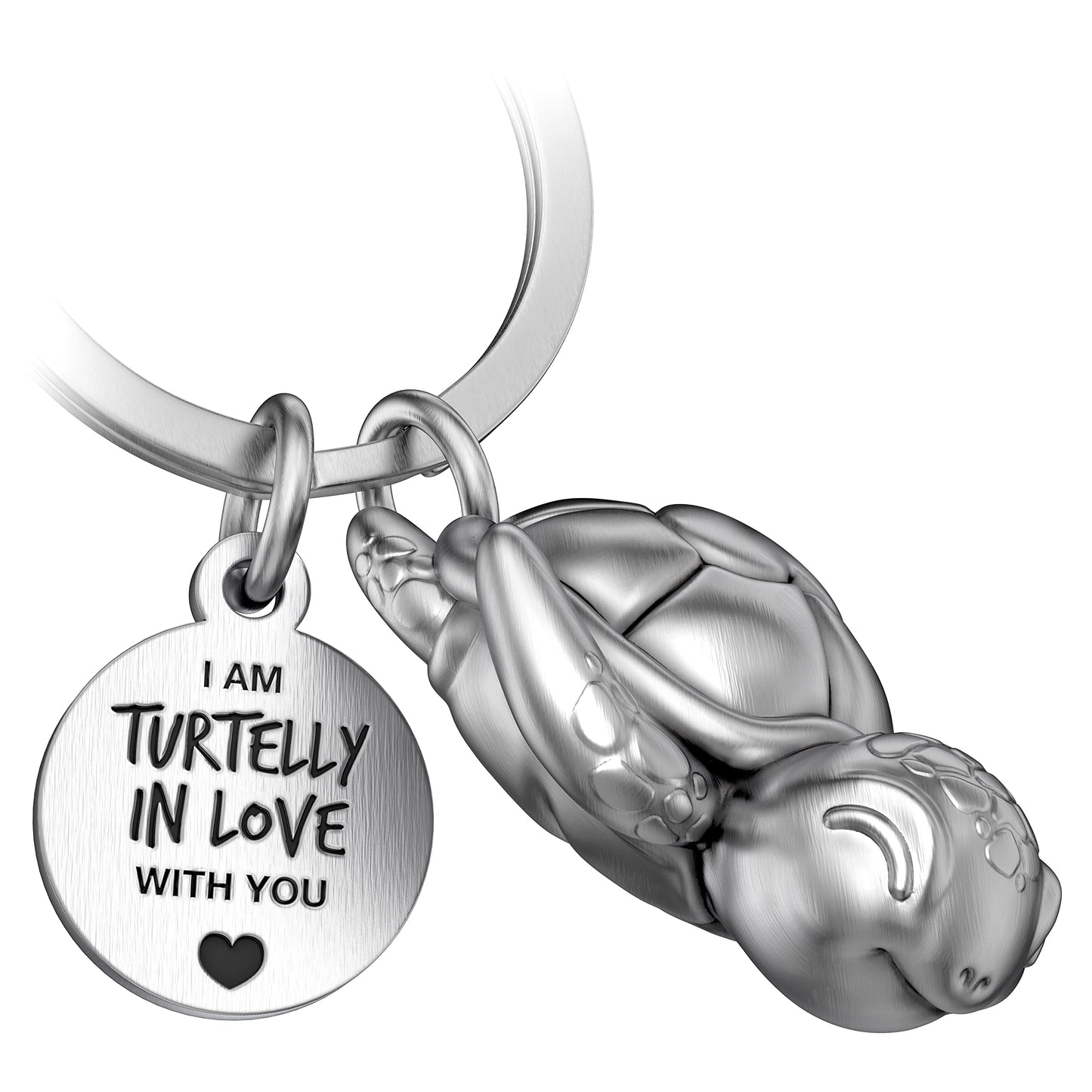 FABACH Schildkröte Schlüsselanhänger Snappy mit Herz und Gravur - Süßer Schildkröten Schlüsselanhänger - Liebe Glücksbringer Schildkröte als Geschenk für Partner - Turtelly in Love