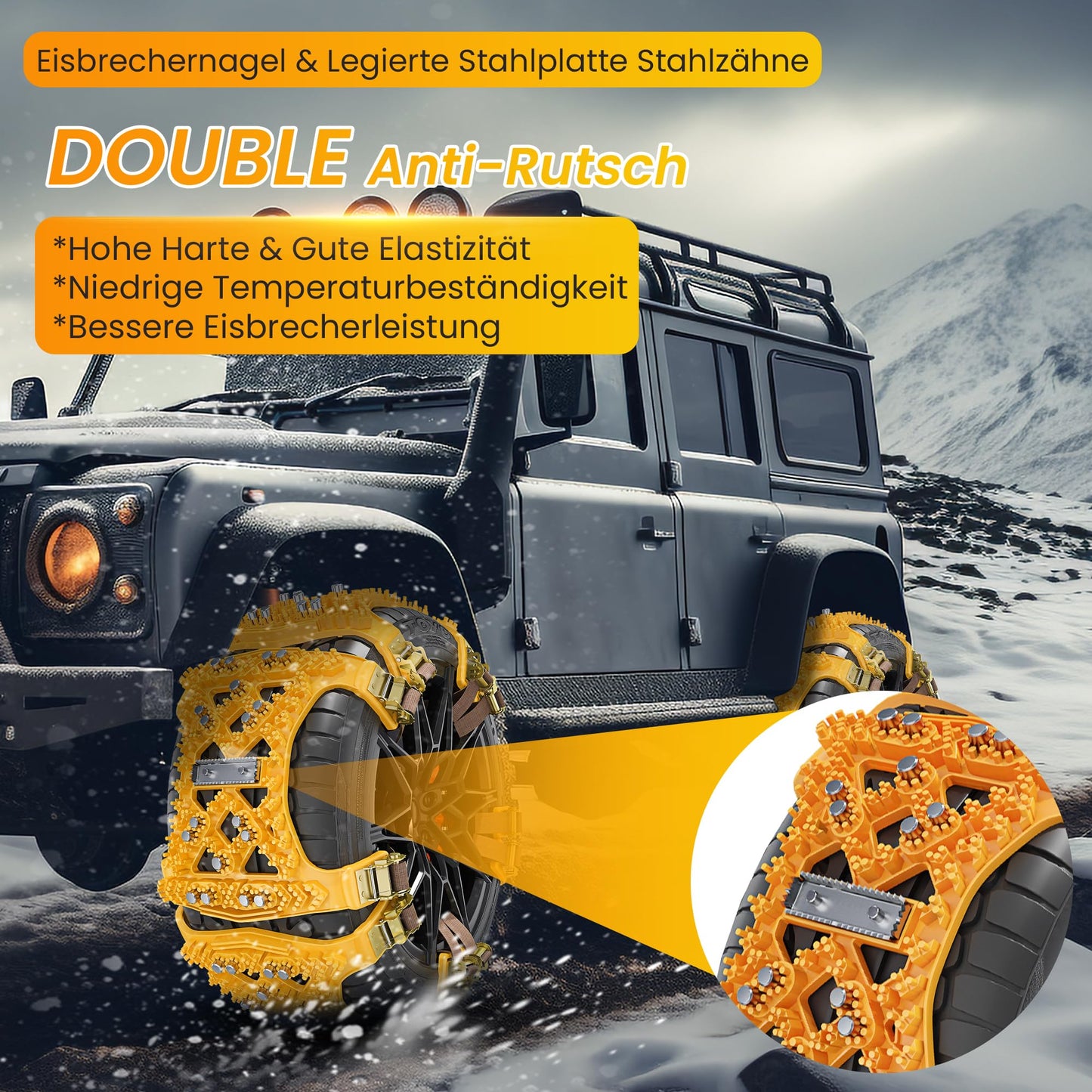 Schneeketten, 6 Stück Universal Schneeketten für Auto, SUV Reifen Anti Schneeketten Snow Chains für Eis, Schnee und matschigen Straßen (Reifenbreite 165mm-265mm/6.5-10.4'')