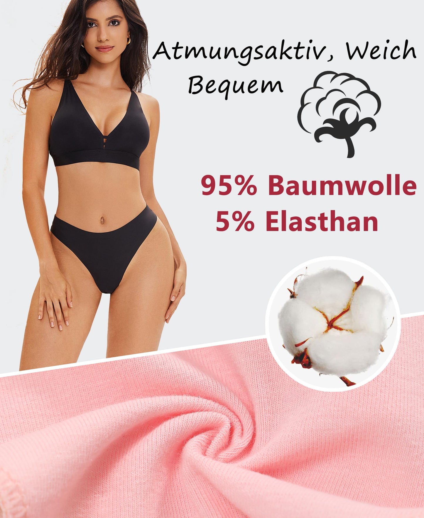 BeReady String Tanga Damen Baumwolle Sexy Unterwäsche Frauen Set Unterhosen Damen Slips Mehrpack Atmungsaktiv Thong Bikini Pantys 6 Pack