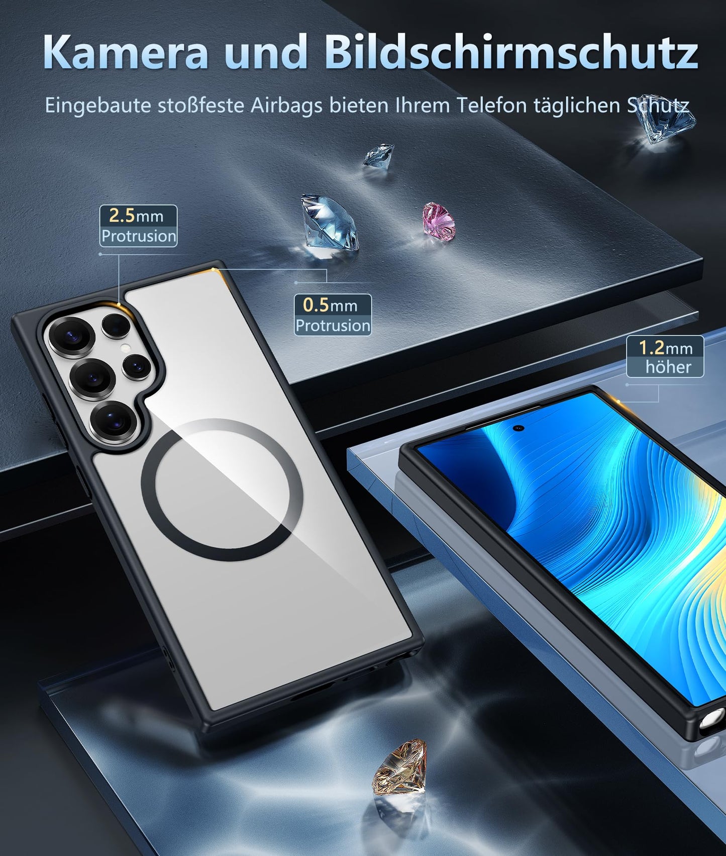 FNTCASE Case for Samsung Galaxy S25 Ultra 6.9 Inches, Military Drop Protection, Anti-Yellowing, Robust, Durable, Shockproof, Protective, Transparent, Clear