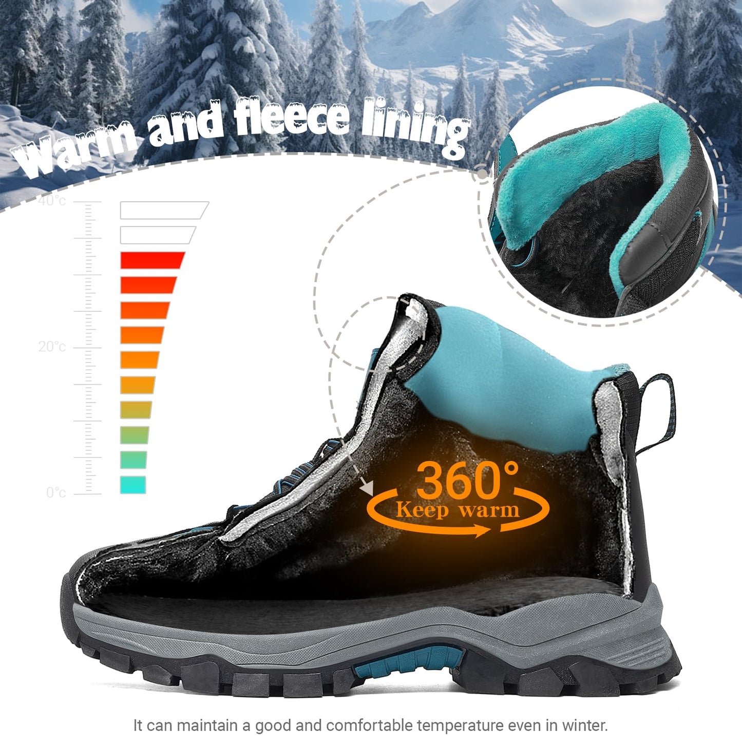 ASHION Winter Shoes Children's Winter Boots Boys Girls Snow Boots Hiking Boots Warm Lined Boots