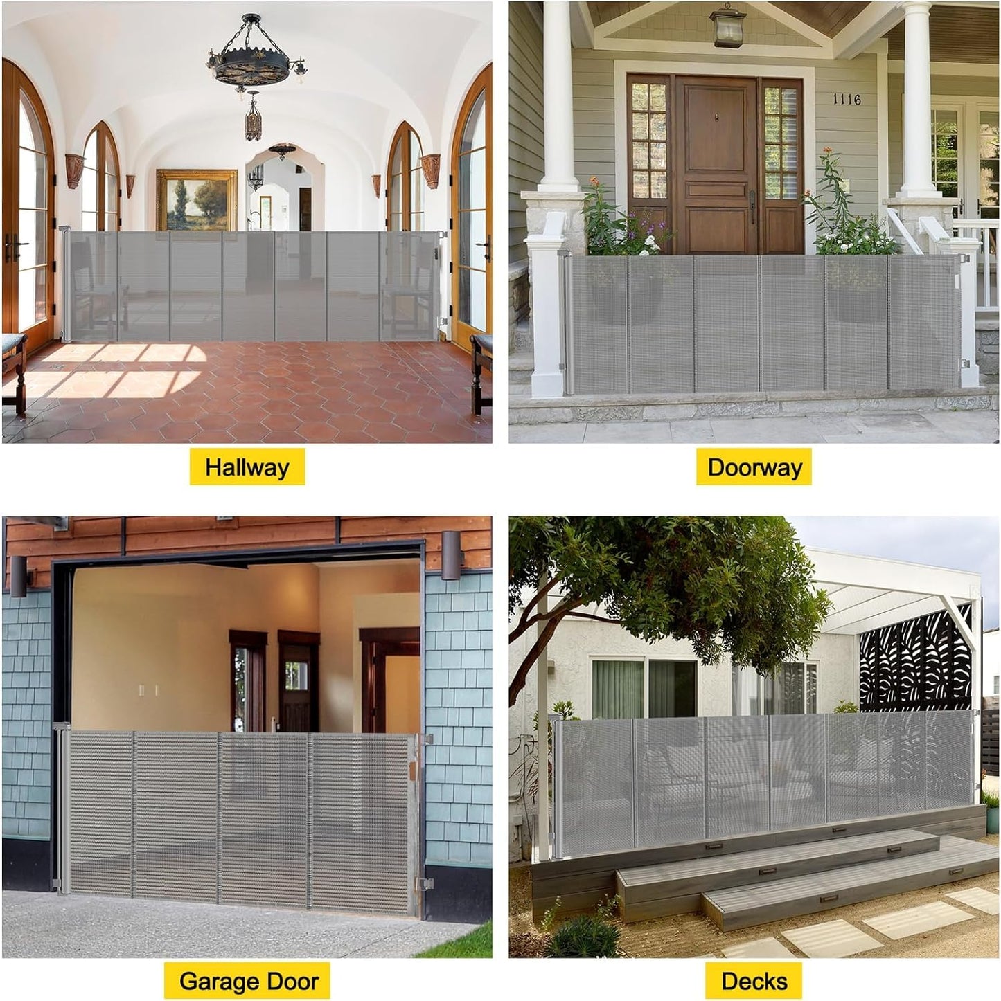 Retractable Stair Safety Gate for Babies, 0-150 cm Wide, Baby Barrier, Cat and Dog Barrier, One-Handed Operation, Suitable for Indoor & Outdoor Use (150 cm, Black)