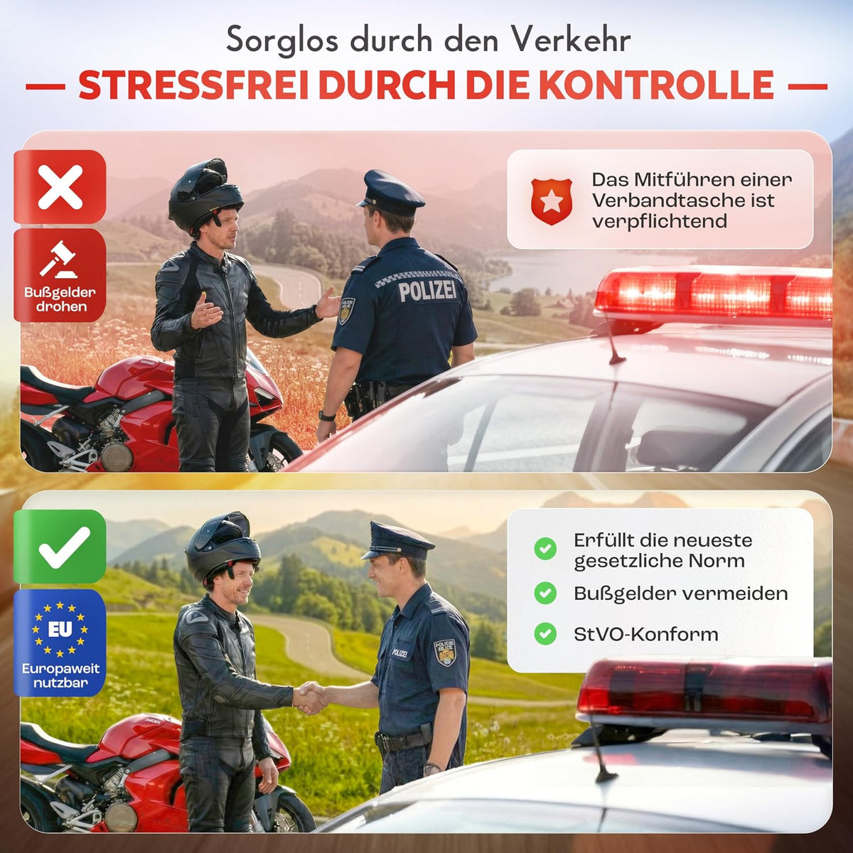 HELDENWERK® Erste Hilfe Set Motorrad Norm 2026 DIN 13167 StVZO konform