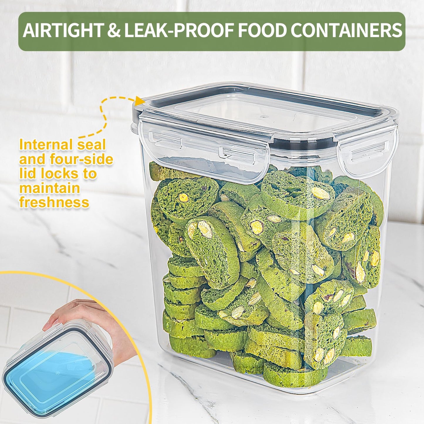 L LONGANCHANG Vorratsdosen mit Deckel Luftdicht Set of 16, BPA frei, Aufbewahrungsbox mit Deckel, Mottensichere Küchen Organizer Cornflakes Müsli Mehl Aufbewahrung, Vorratsbehälter mit Etiketten