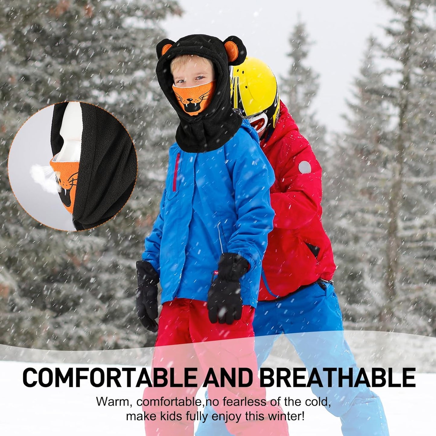 Children's Winter Thermal Fleece Balaclava 4-12 Years, Multifunctional Windproof Adjustable Face Mask, Ski Mask, Warm Hat, Balaclava, Neck Warmer Scarf for Boys and Girls, Outdoor Activities