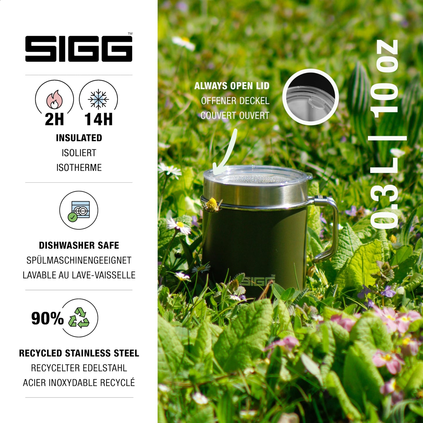 SIGG - Camp Thermobecher - Travel Mug Night Black - Mit Tritan-Deckel - Spülmaschinenfest - Mit Henkel - BPA-frei - Isolierbecher doppelwandig - Weiss - 0,3L, 6053.80