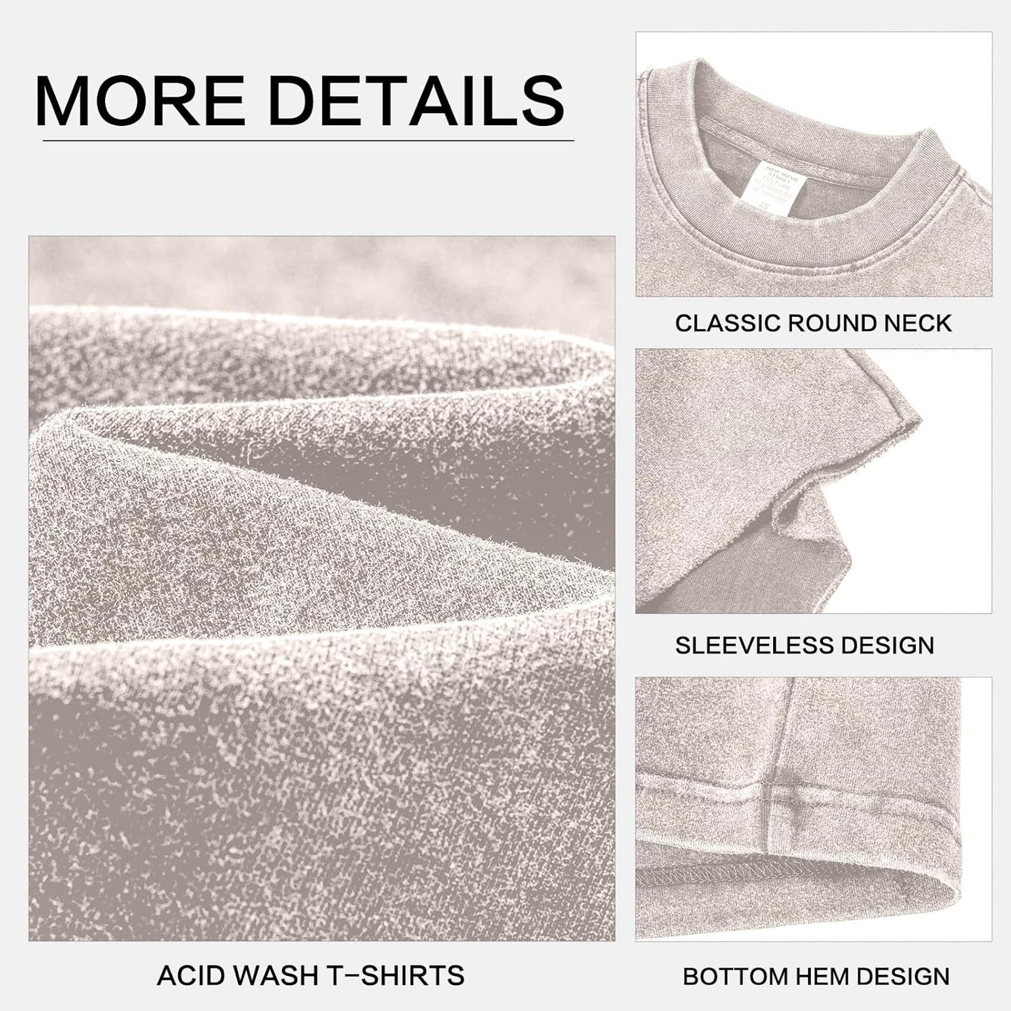 Herren Kurzarm Sommer Ärmelloses Shirt, Männer Fitness ärmellos Weste, Washed Sleeveless t-Shirt, Workout, Fitnessstudio, Baumwolle