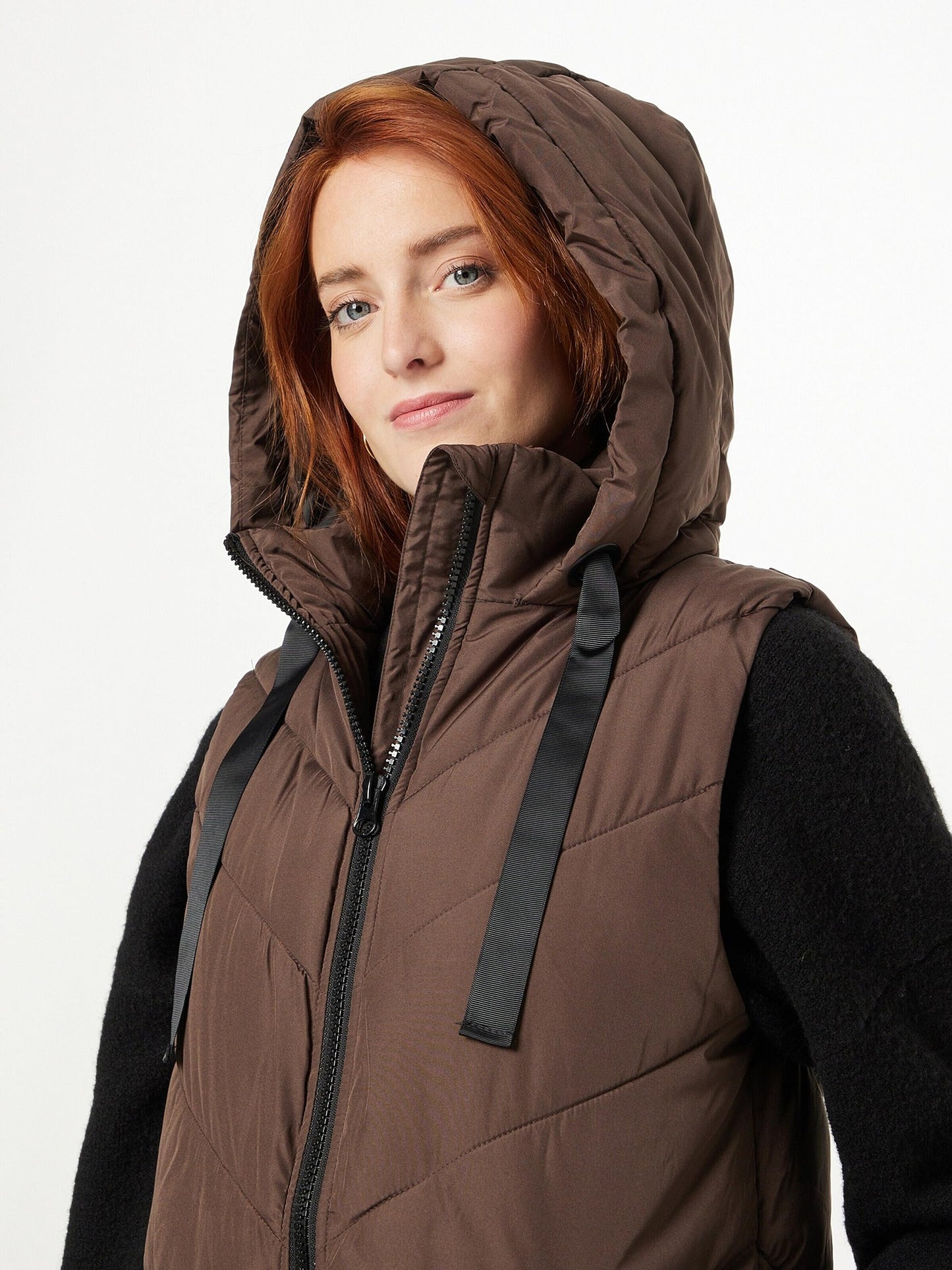 JDY JDYSkylar Women's 3/4 Length Quilted Vest Padded Hood Waistcoat with Hood