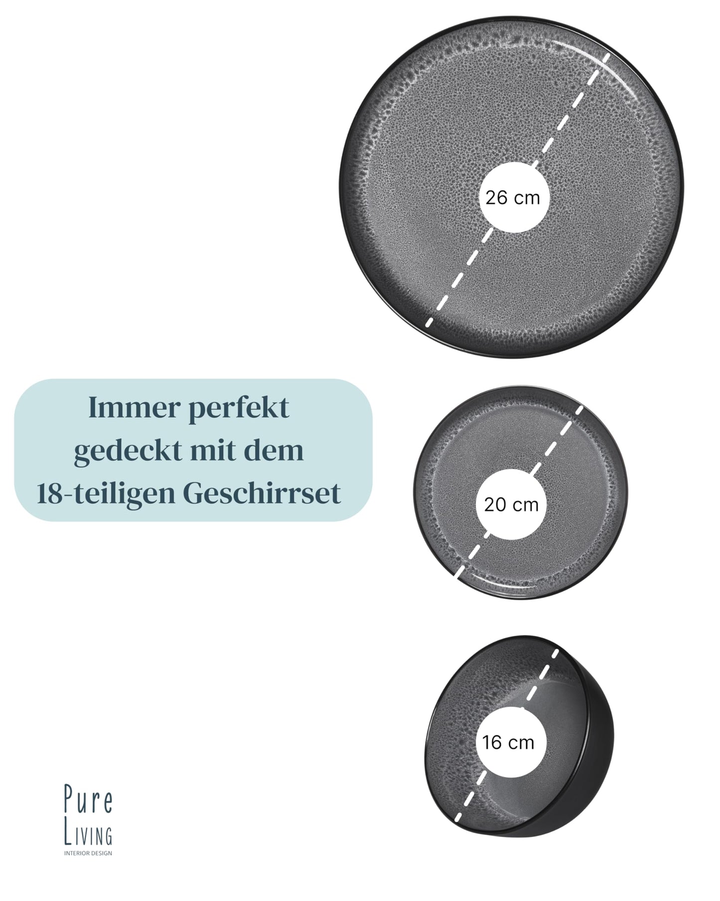 Steingut Frühstücksteller 6 Pers. Ibiza Hochwertiges Mediterranes TEST SEHR GUT Dessertteller Set - Kuchenteller spülmaschinen- und kratzfest - Kleine Teller, Salatteller Pure Living in Petrol
