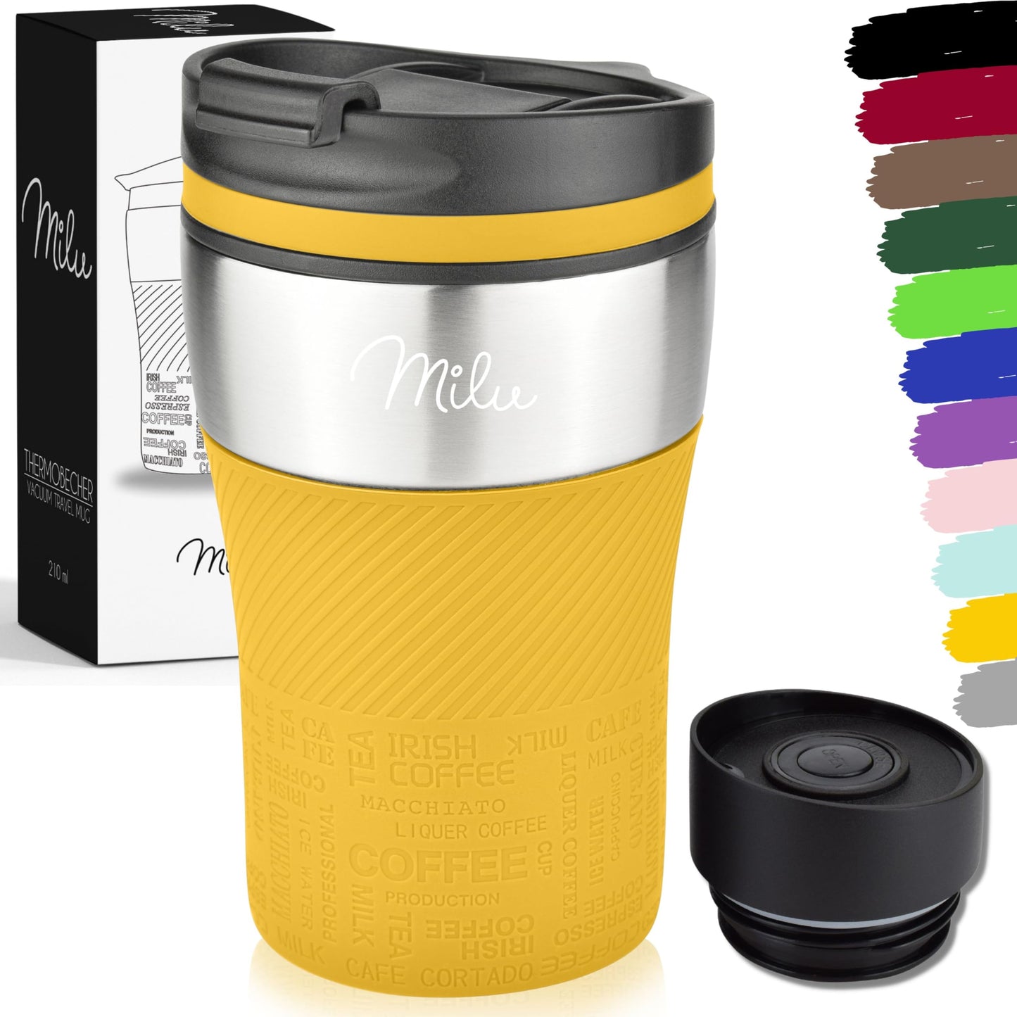 Milu Thermobecher Isolierbecher Kaffeebecher to go - 210ml 100% Auslaufsicher - Trinkbecher aus Edelstahl - Autobecher doppelwand Isolierung - Thermo Becher - Travel Mug (Rot)