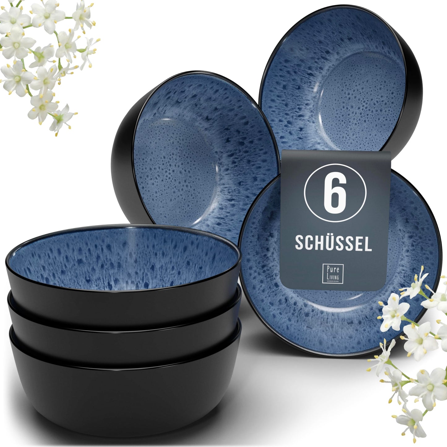 Steingut Frühstücksteller 6 Pers. Ibiza Hochwertiges Mediterranes TEST SEHR GUT Dessertteller Set - Kuchenteller spülmaschinen- und kratzfest - Kleine Teller, Salatteller Pure Living in Petrol