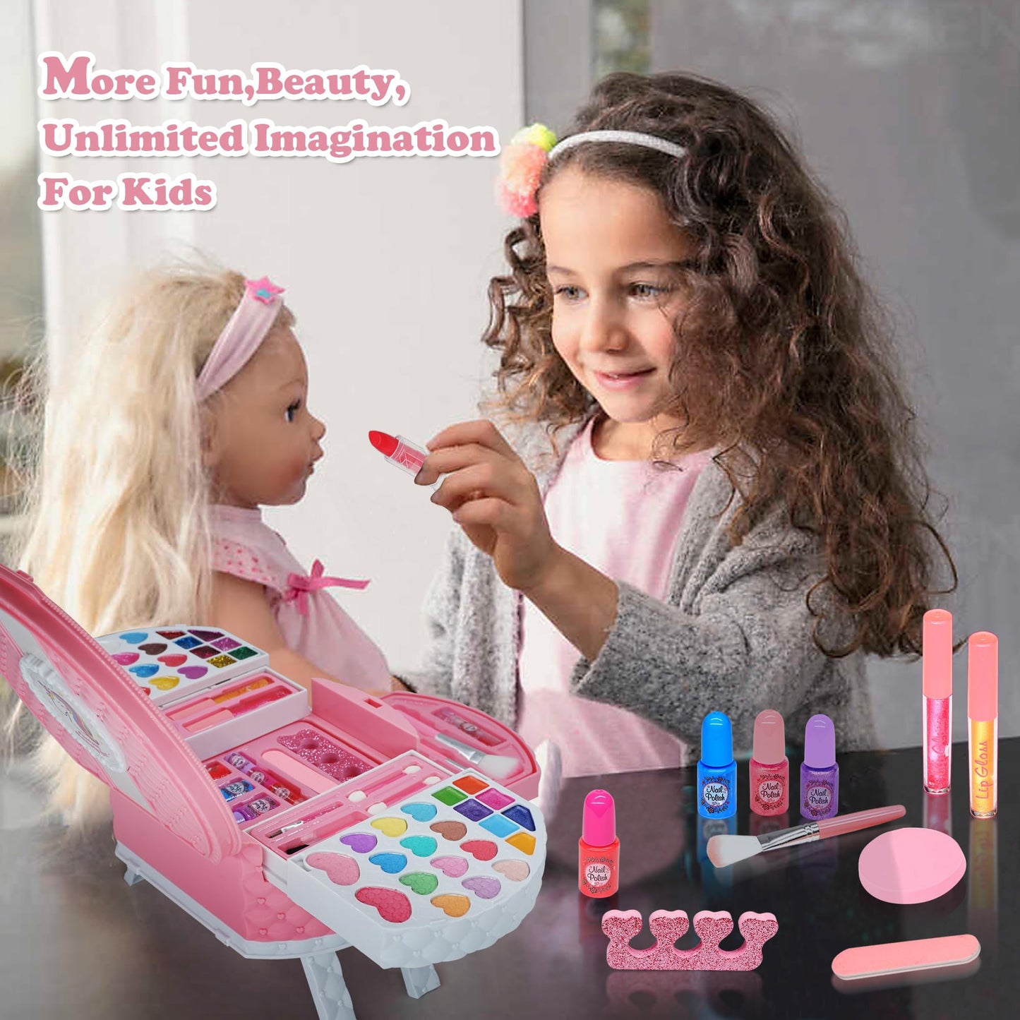 Mrabbitoo Kinderschminke Set Mädchen Schminkkoffer - Waschbar Kinder Make Up Set Schminkset Spielzeug,Schminke Halloween Weihnachts Geburtstag Geschenke für Prinzessin 4 5 6 7 8 9 10 11 12 Jahre