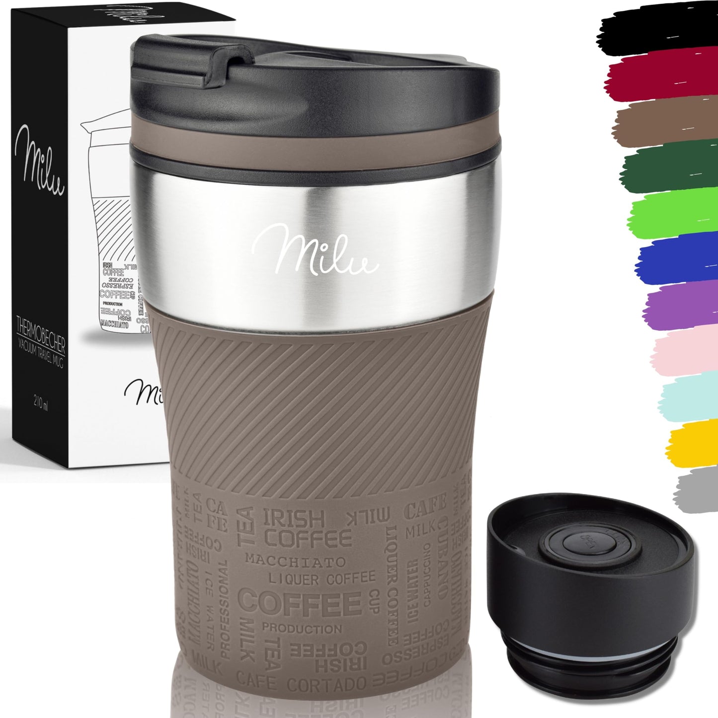 Milu Thermobecher Isolierbecher Kaffeebecher to go - 210ml 100% Auslaufsicher - Trinkbecher aus Edelstahl - Autobecher doppelwand Isolierung - Thermo Becher - Travel Mug (Rot)