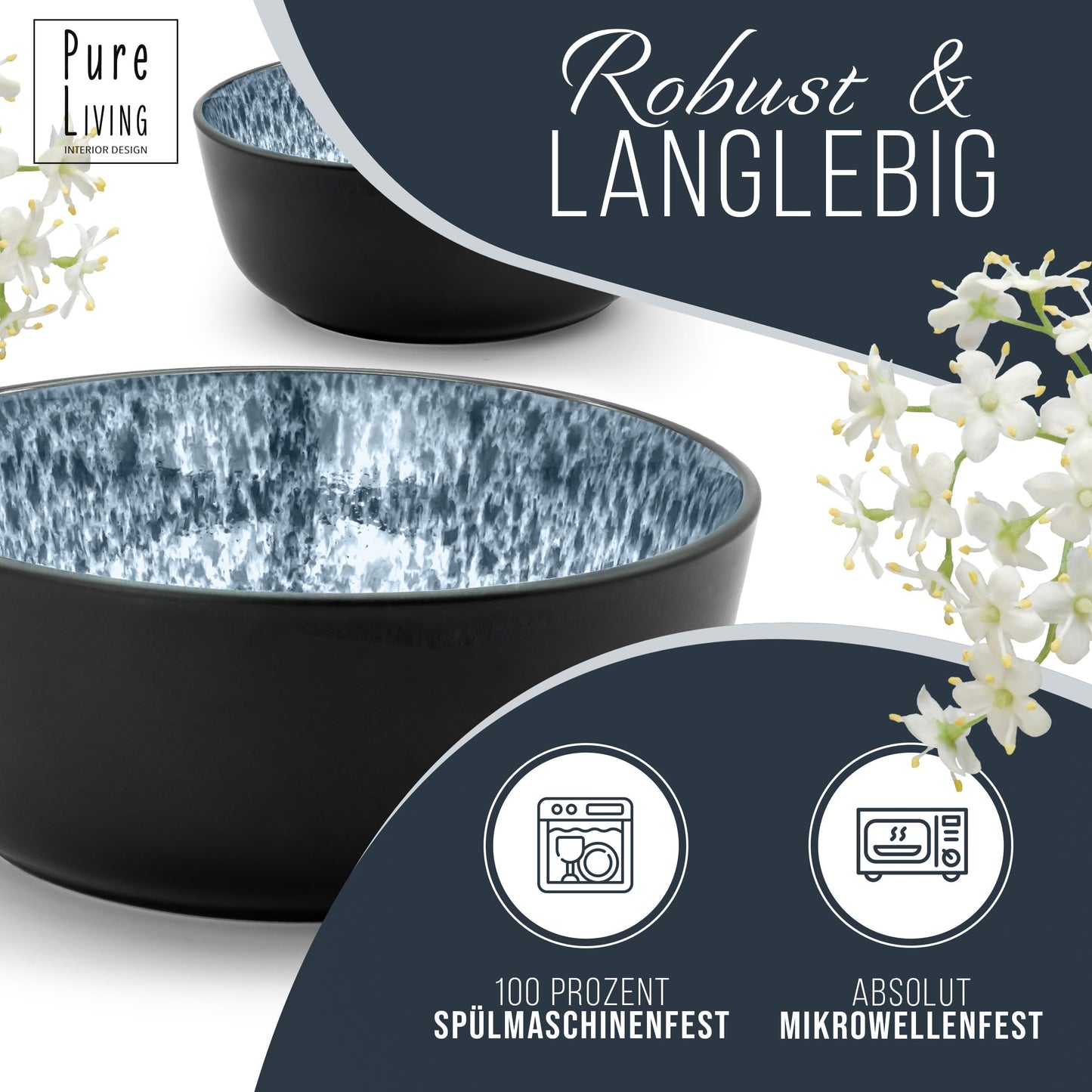 Steingut Frühstücksteller 6 Pers. Ibiza Hochwertiges Mediterranes TEST SEHR GUT Dessertteller Set - Kuchenteller spülmaschinen- und kratzfest - Kleine Teller, Salatteller Pure Living in Petrol