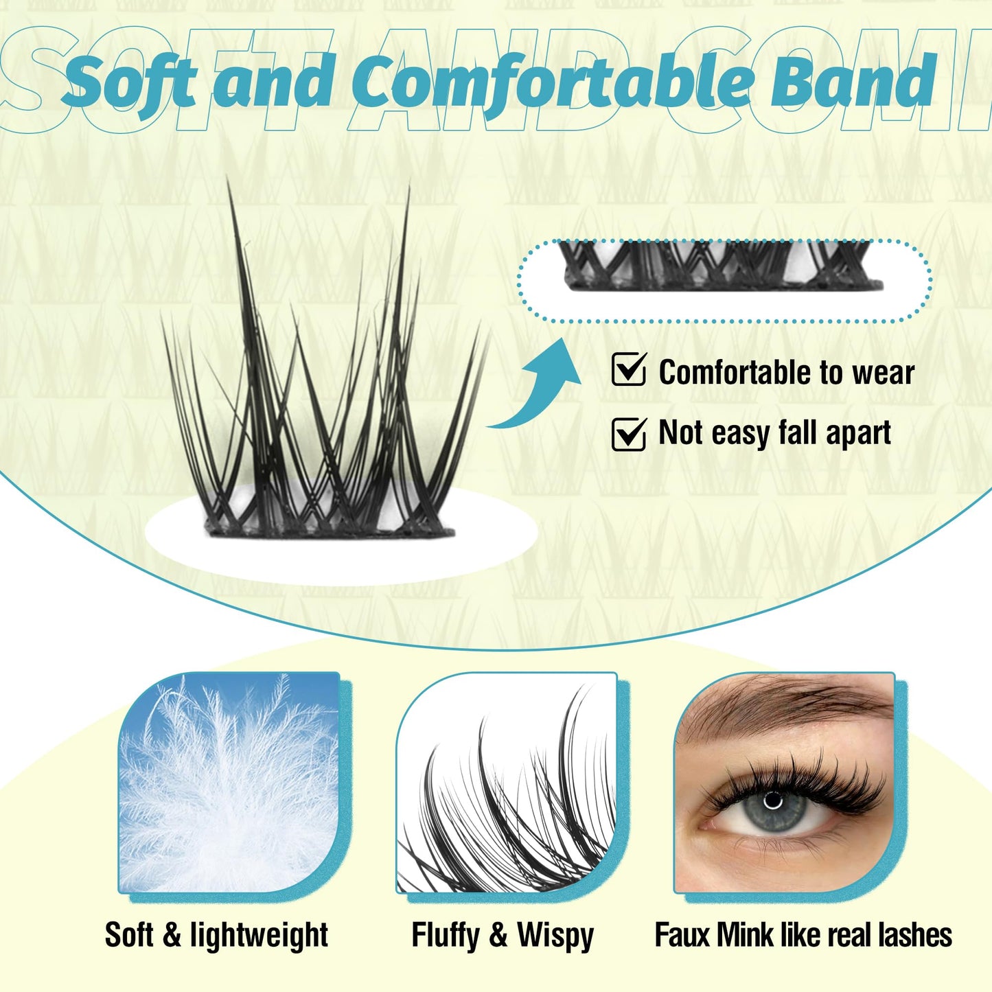 Wimpern Extensions Set Künstliche Wimpern Natürliche DIY Wimpernverlängerung Cluster Wimpern 16MM Individuelle Lashes Kit 40D Nerz Wimpern Fluffy mit Lash Bond und Seal Lash Tweezers