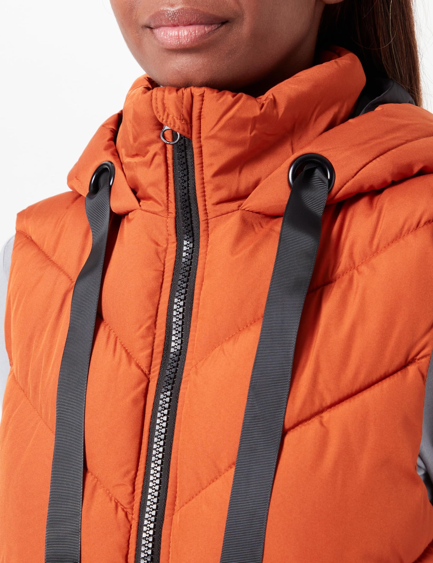 JDY JDYSkylar Women's 3/4 Length Quilted Vest Padded Hood Waistcoat with Hood