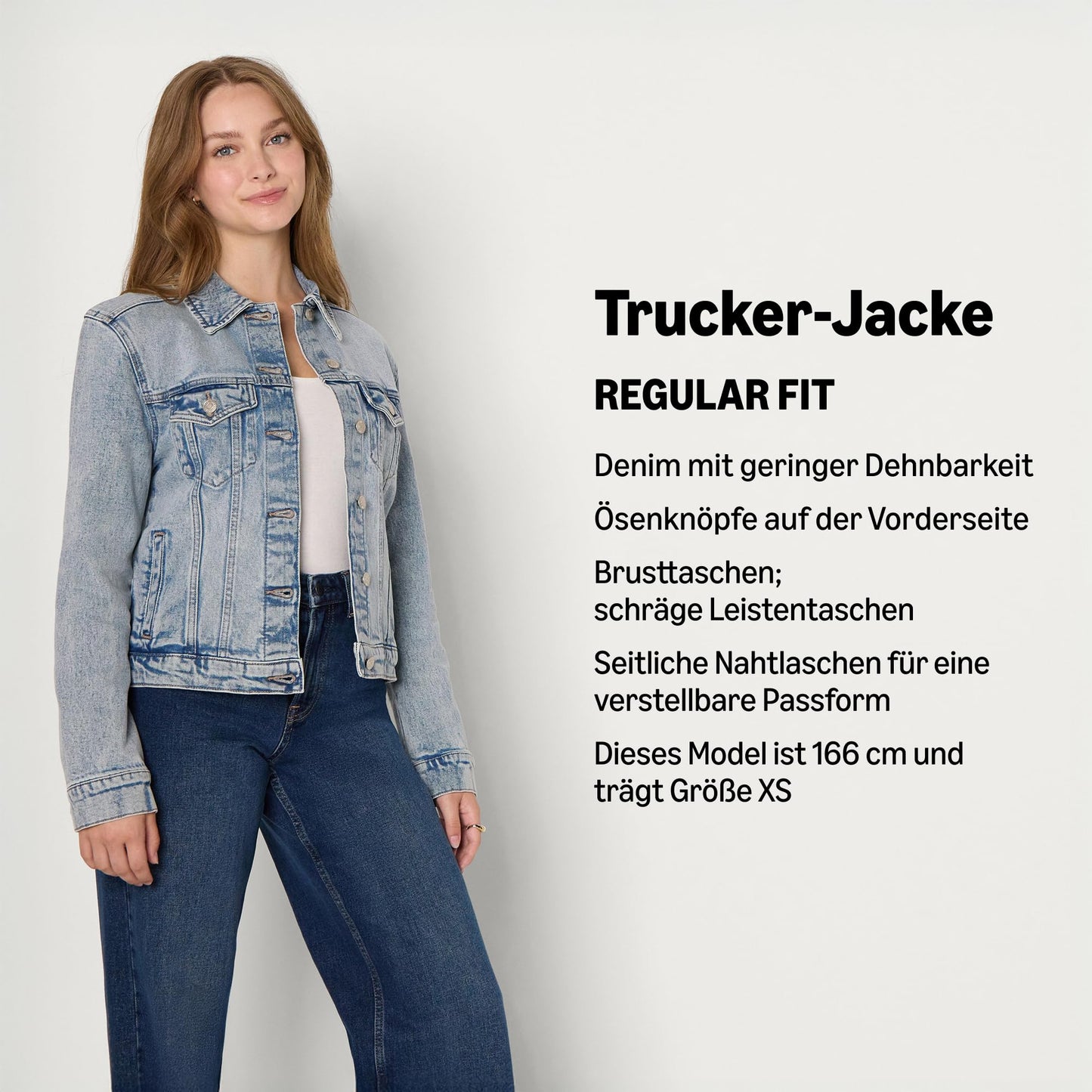 Amazon Essentials Damen Trucker-Jacke aus Denim Mit Taschen
