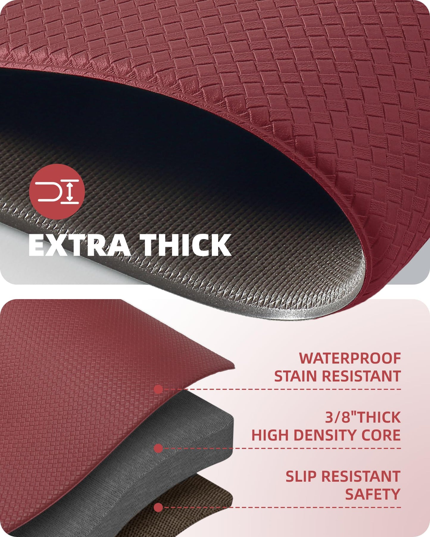 Color G Küchenläufer 2 Stück, küchenteppich waschbar rutschfest, Teppich küche mit Ölfest und Wasserdicht, Gummirücken Küchenmatte für Esszimmer, Küche, läufer Flur(44x150CM + 44x150CM, Schwarz)