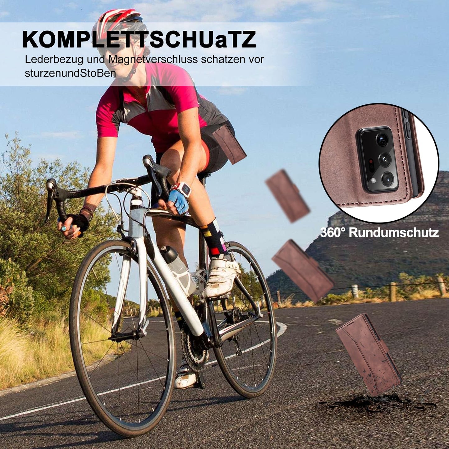 S. Dawezo Hülle für Samsung Galaxy S22 Plus, Premium Leder magnetische Handyhülle mit Ständer, Kartenfach und Brieftasche, Shock Absorbing, kompatibel mit Samsung S22 Plus-Kaffee