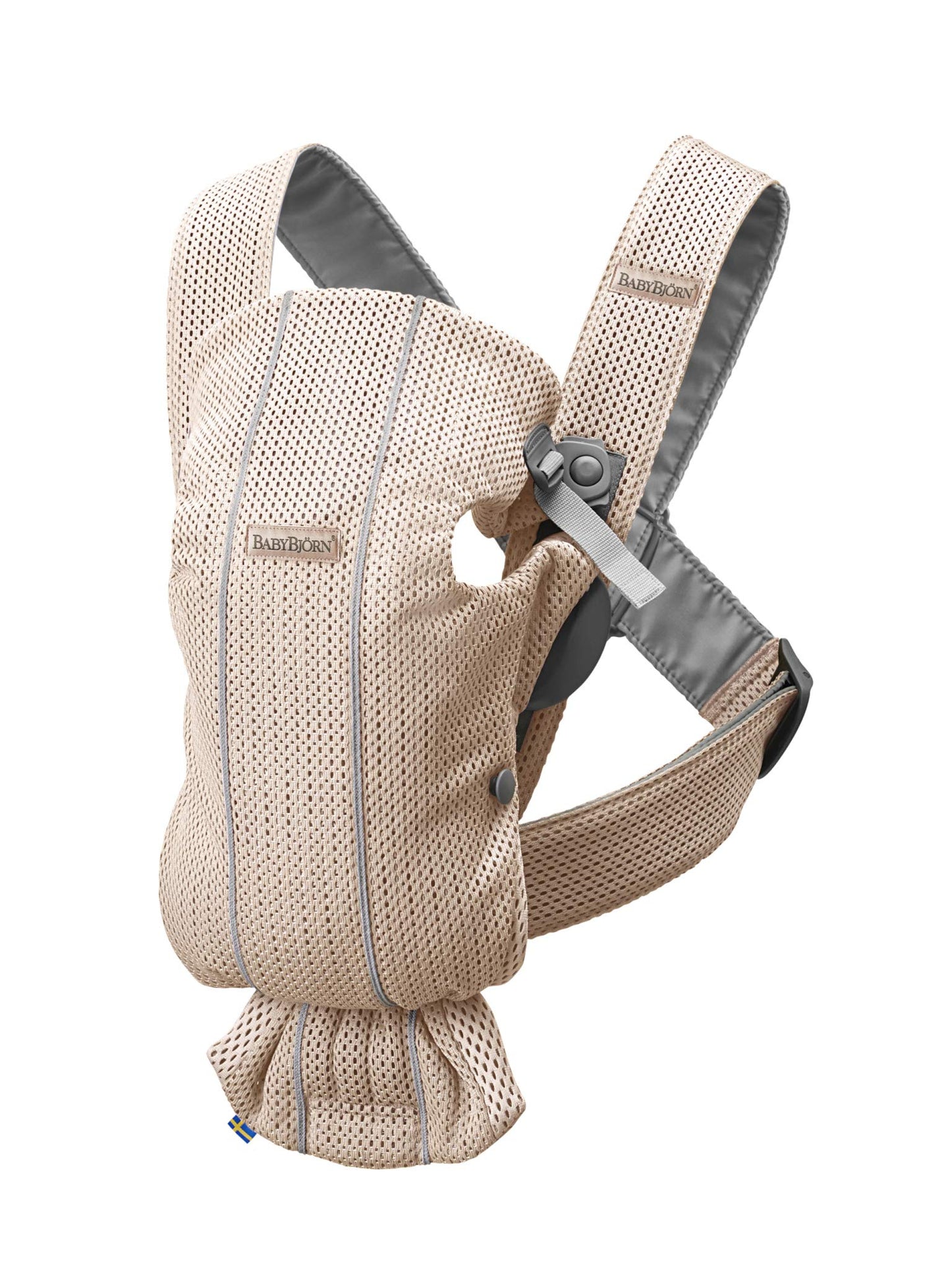 BabyBjörn Babytrage Mini, 3D-Netzstoff, Grau-Beige