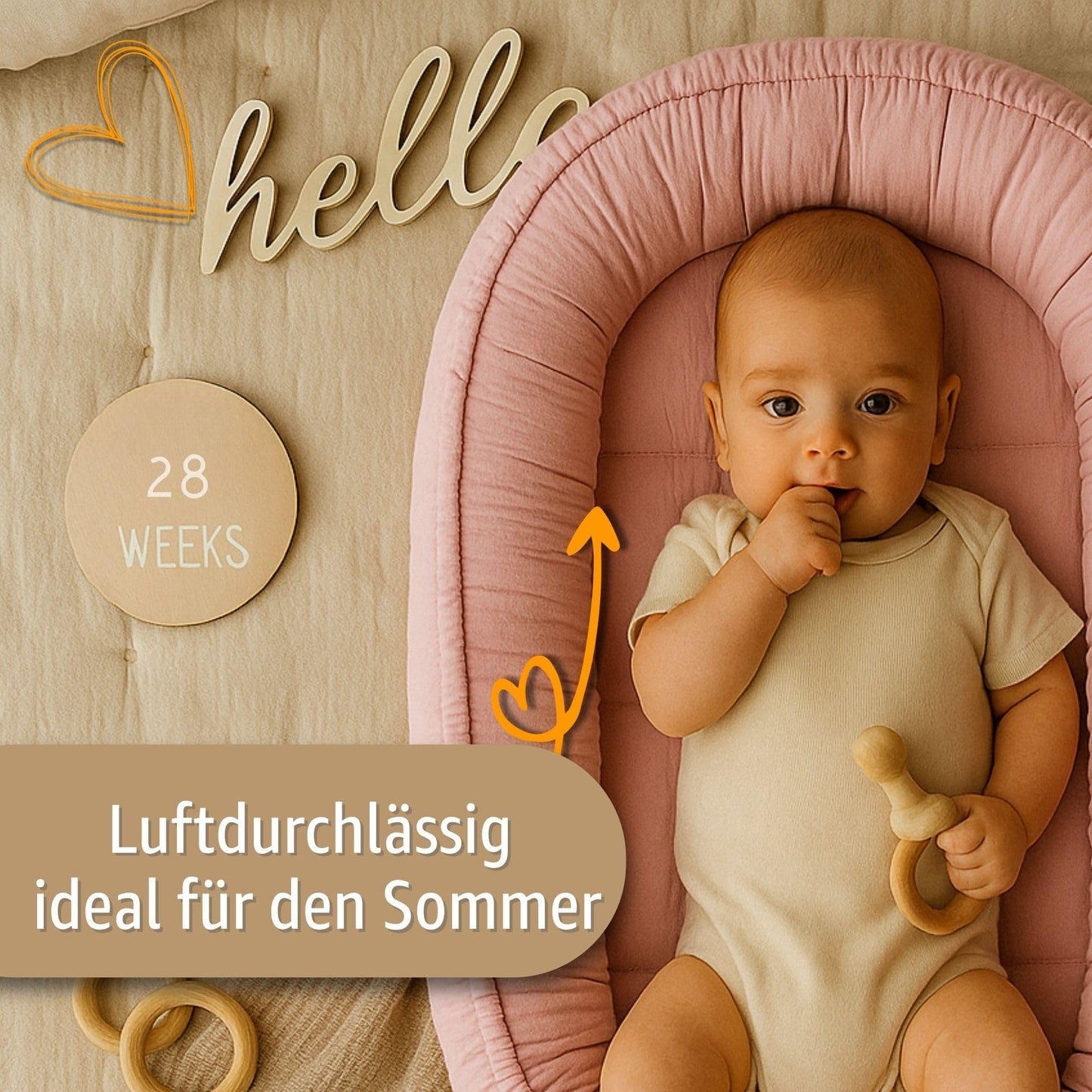 Musselin Babynest Nestchen Baby 90x50 cm - Babynestchen Neugeborene Nest für Kinder Bett und Babybett tragbar Kuschelnest Coccon für Jungen und Mädchen Baumwolle Grau