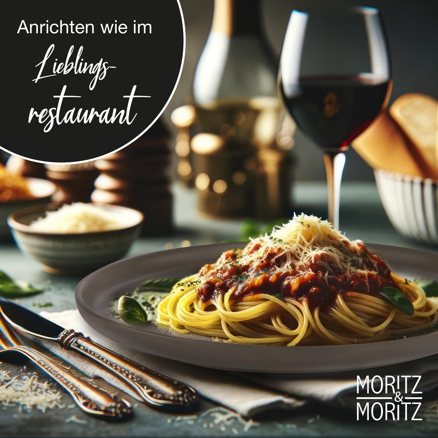 Moritz & Moritz NORDIC Geschirrset 6 Personen 18-teilig Taupe - Elegantes Teller Set aus hochwertigem Steinzeug - Geschirr Set aus 6x Dinnerteller, 6x Dessertteller, 6x Suppenteller