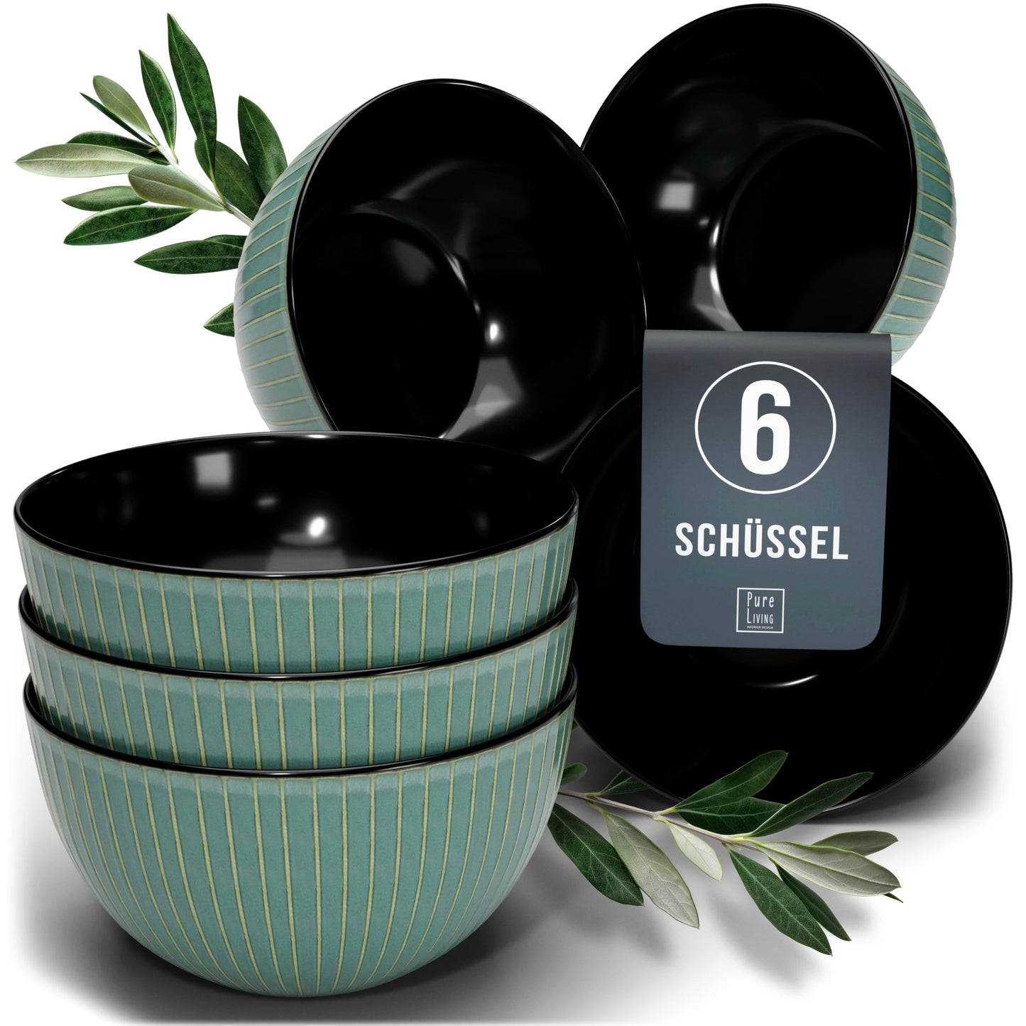 Steingut Frühstücksteller 6 Pers. Ibiza Hochwertiges Mediterranes TEST SEHR GUT Dessertteller Set - Kuchenteller spülmaschinen- und kratzfest - Kleine Teller, Salatteller Pure Living in Petrol