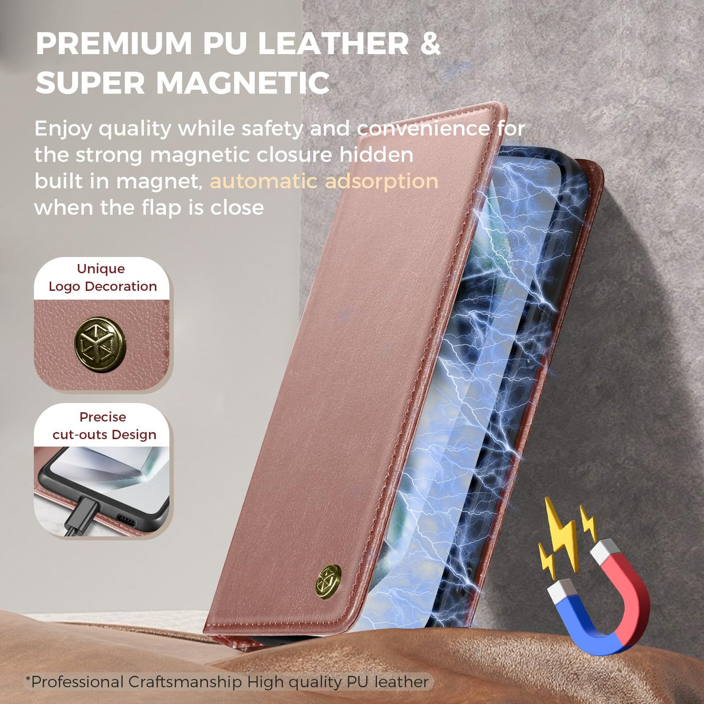 GUCASBE Handyhülle für Samsung Galaxy S24 Ultra Hülle, Premium Lederhülle Klappbar Flip Case RFID Schutzhülle Kartenfach Standfunktion Klapphülle Handytasche für Samsung Galaxy S24 Ultra - Schwarz